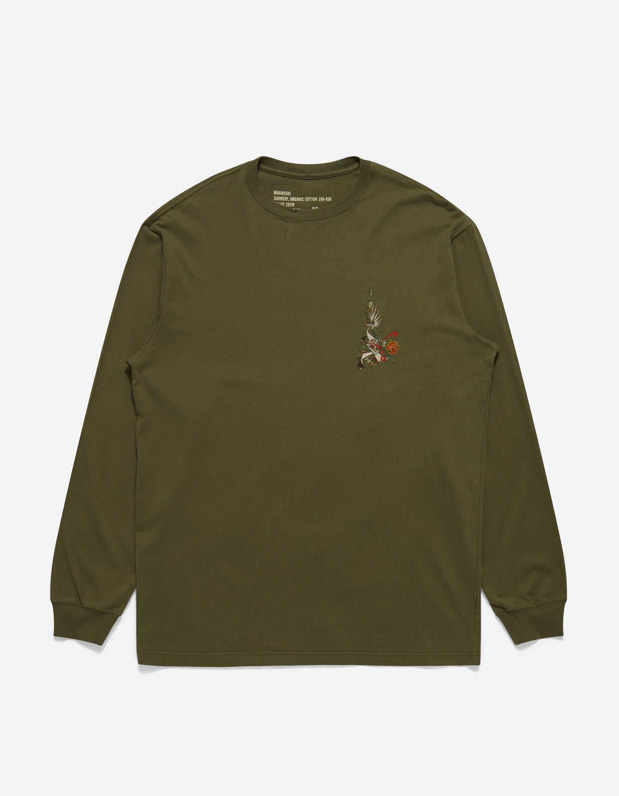 Cubist Dragon Embroidered L/S T-Shirt Olive OG-107F - Maharishi