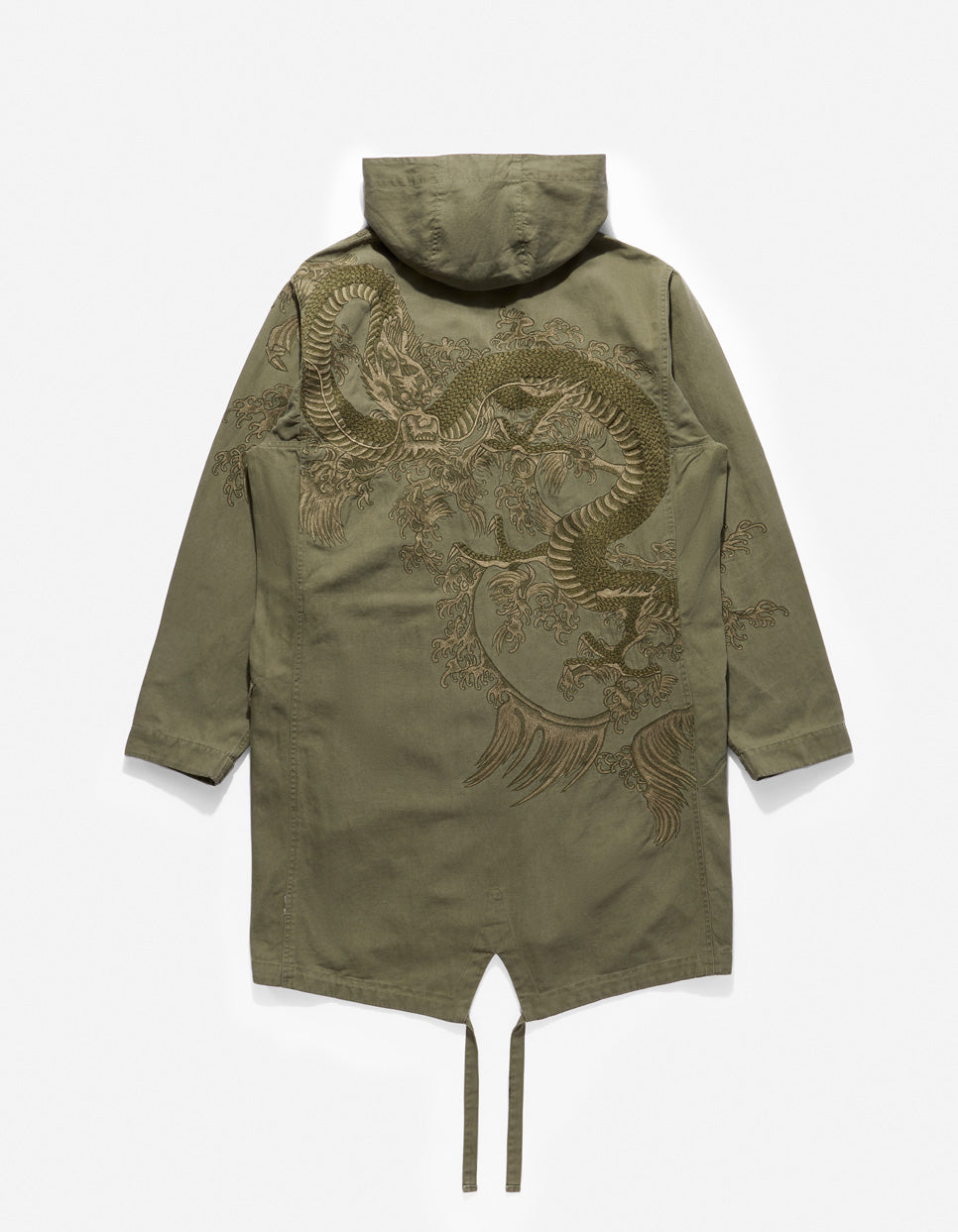 Water Dragon Embroidered Kimono Parka Olive OG-107FF - Maharishi