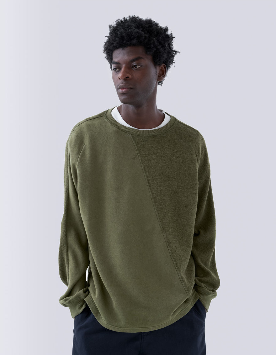 5001 Kesagiri Hemp Crew Sweat Olive OG-107F