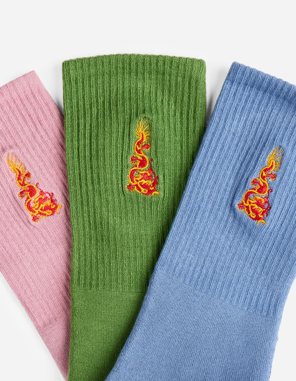 Micro Dragon Tabi Sock 3 Pack Subdued Blue/Bamboo Green/Flag Pink -  Maharishi