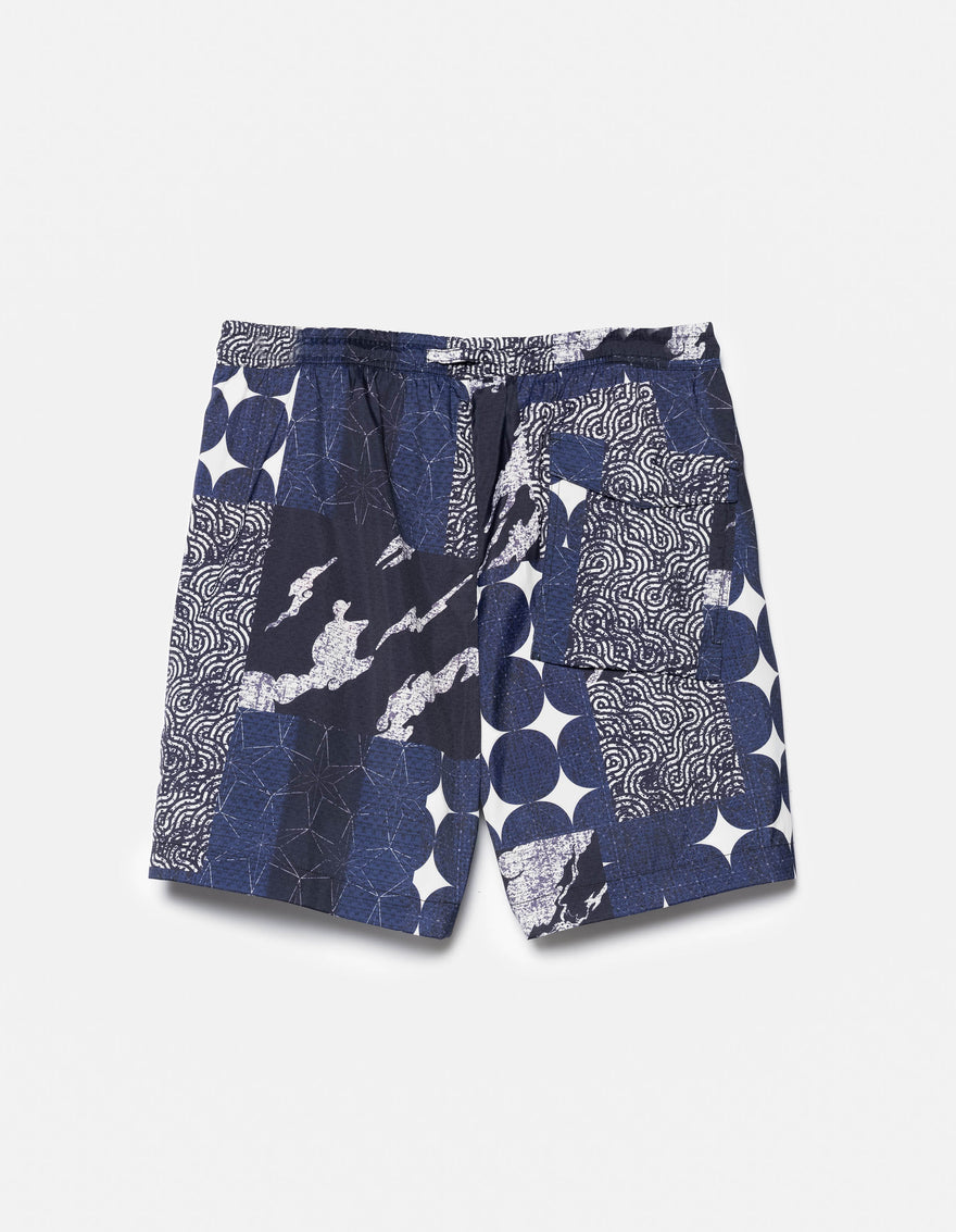 1487 Sashiko Patchwork Swim Shorts Navy/Ecru