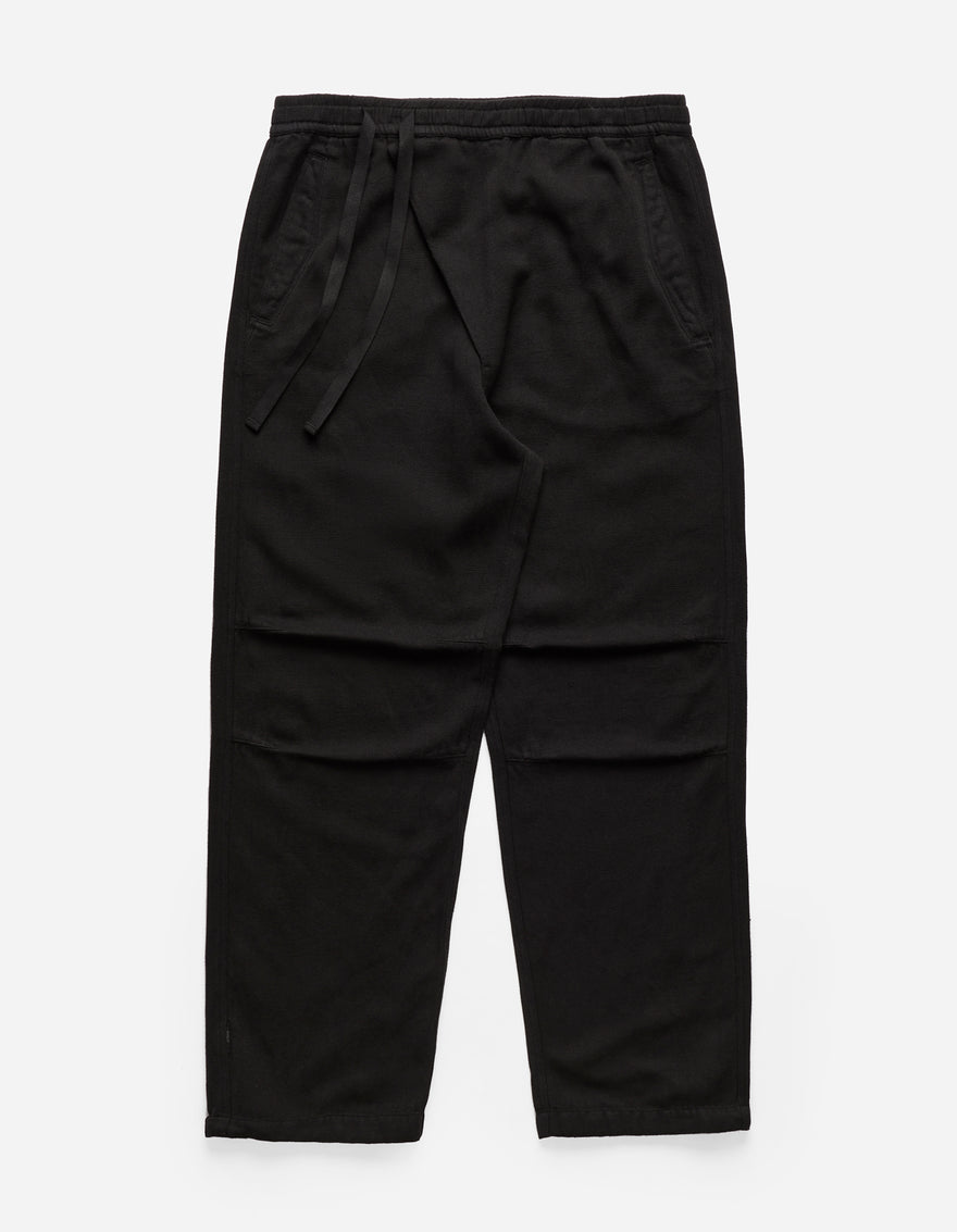 5006 Hemp Asym Loose Track Pants Black