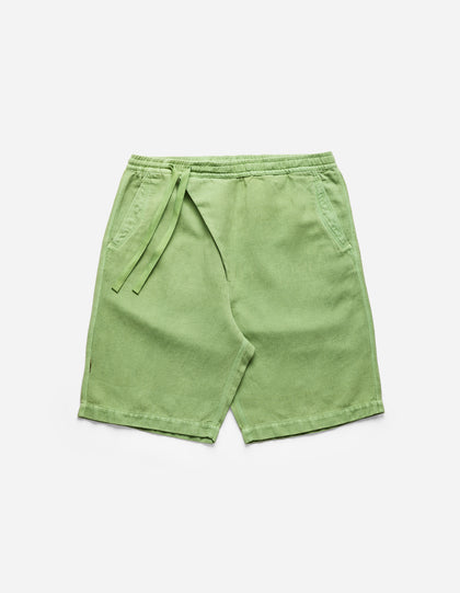 5007 Hemp Asym Loose Track Shorts Bamboo Green