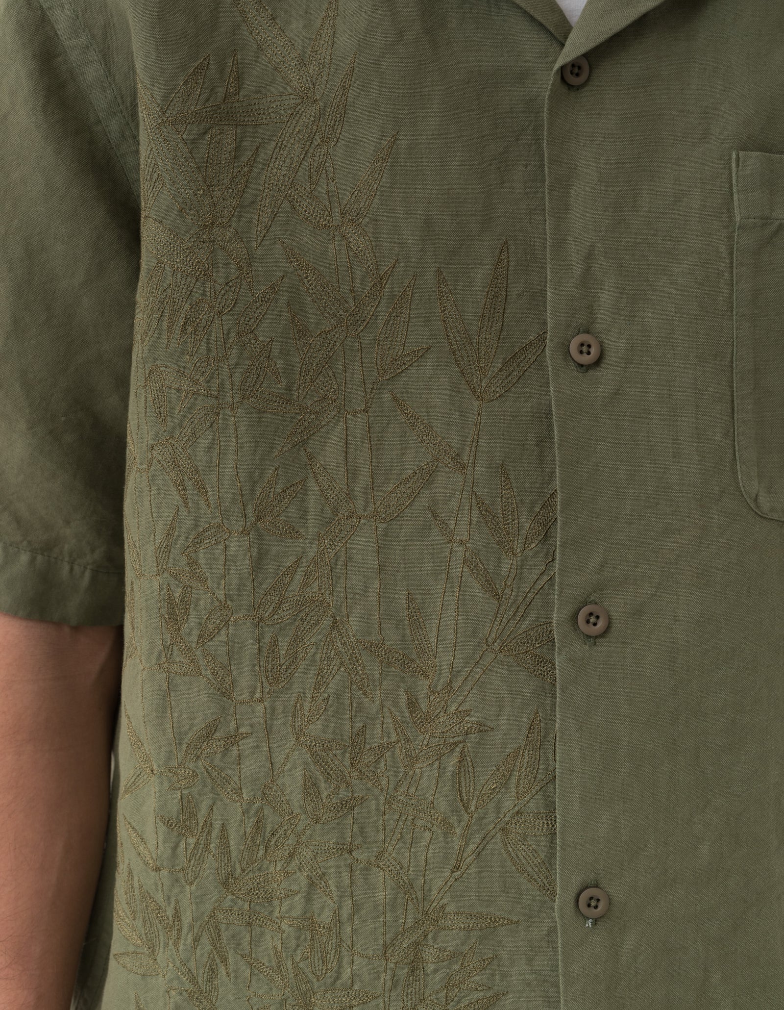 5078 Dragon Bamboo Hemp Shirt Olive OG-107F