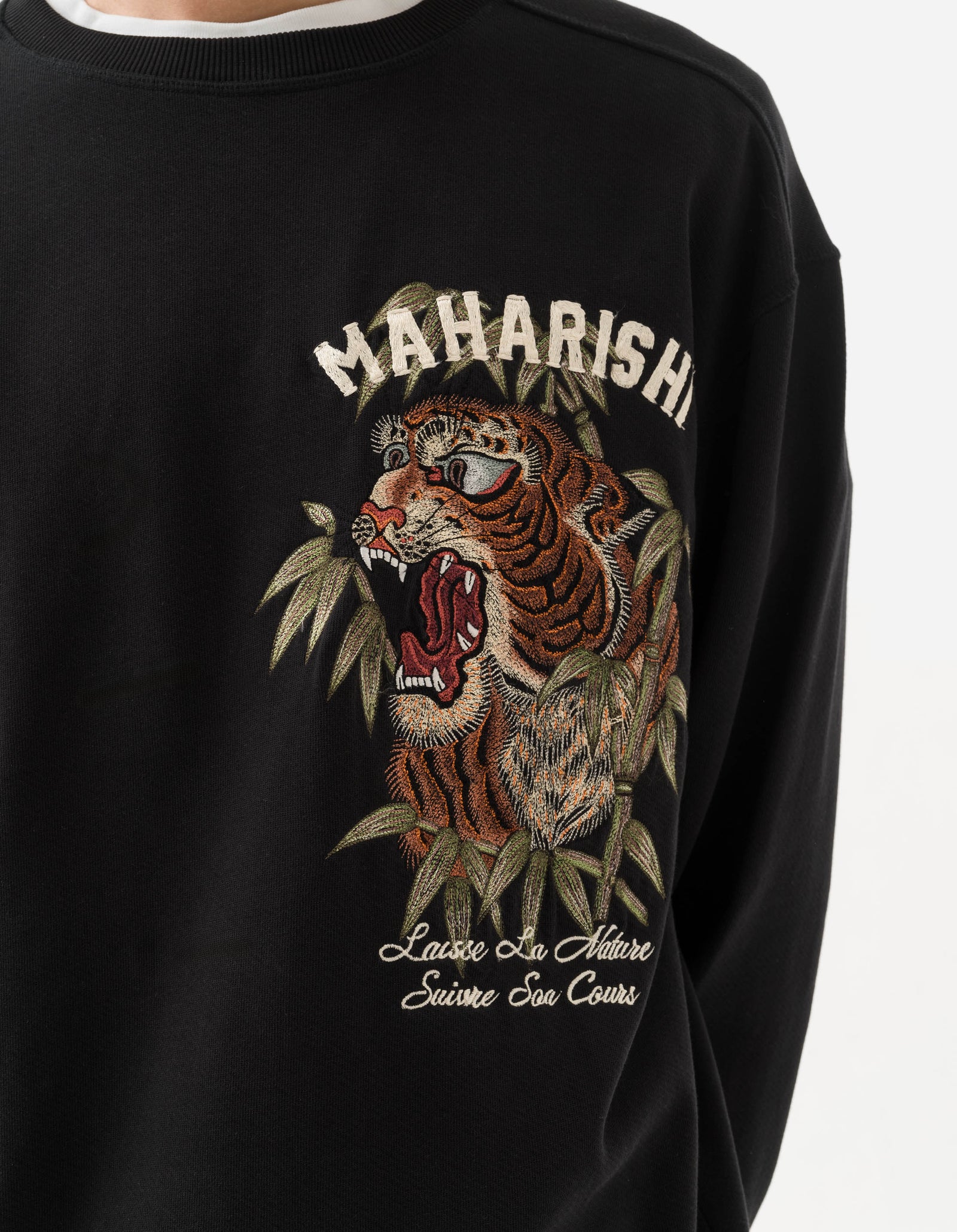 5101 Maha Tiger Embroidered Crew Black