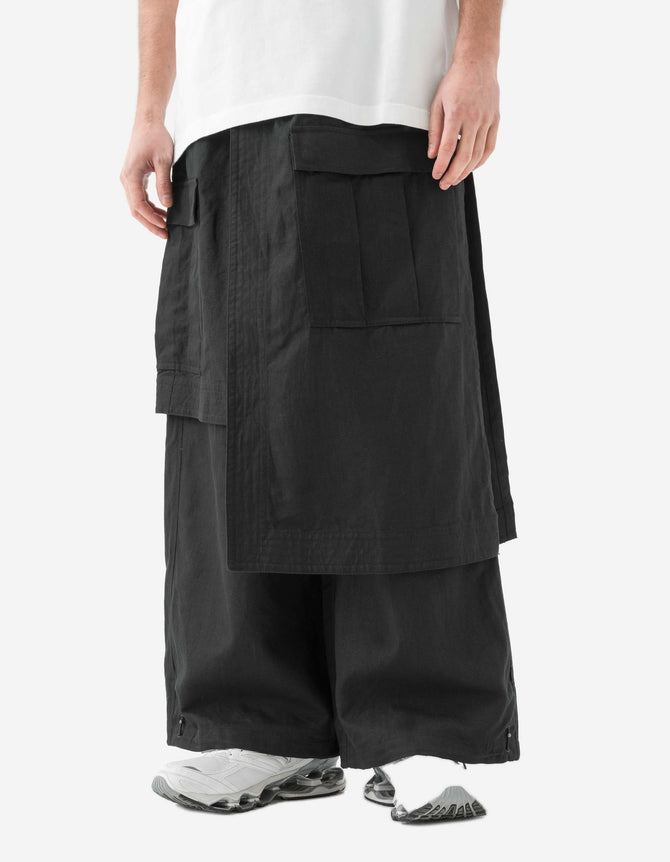 6008 Cobra Asym Cargo Hakama Pants Black