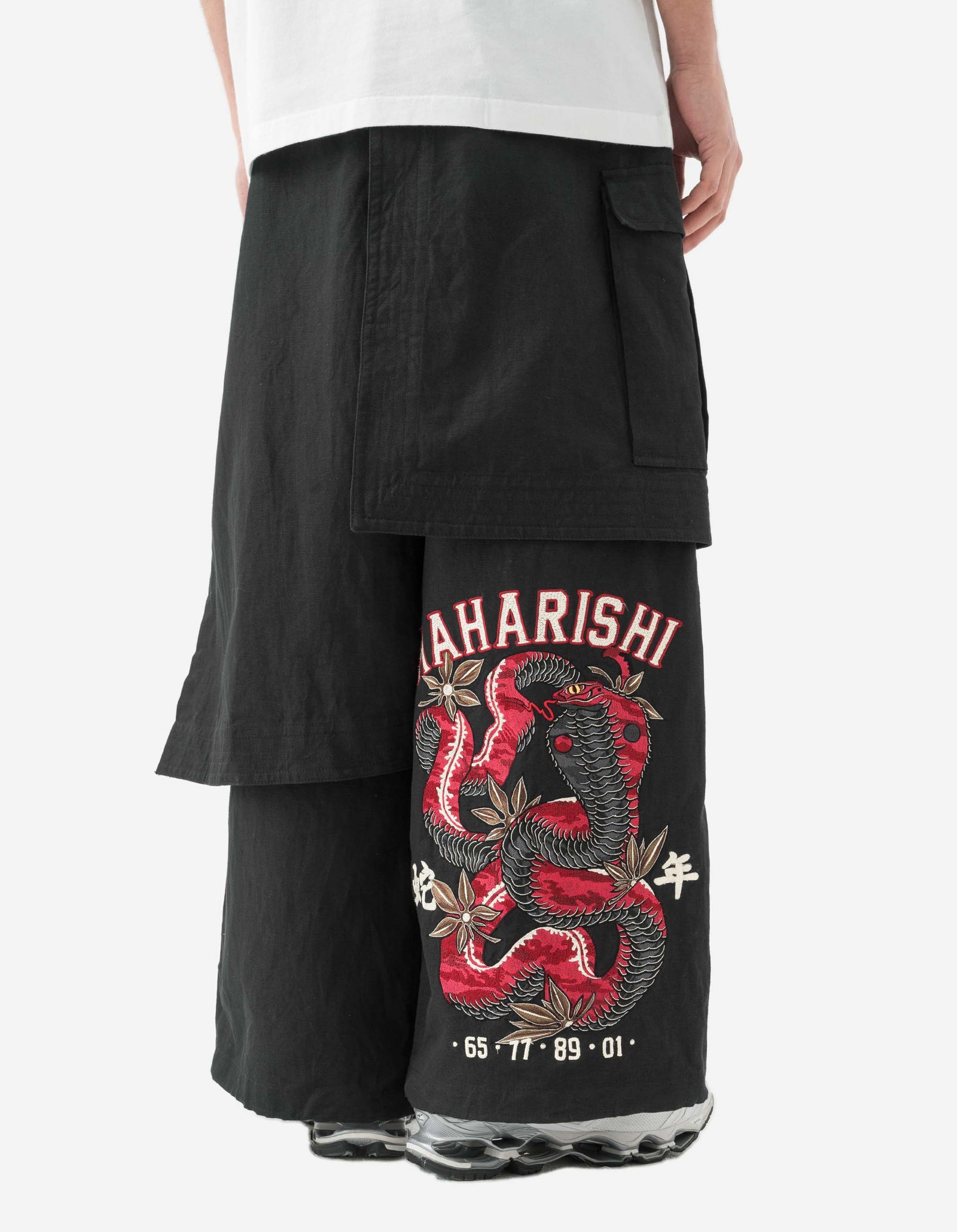 6008 Cobra Asym Cargo Hakama Pants Black