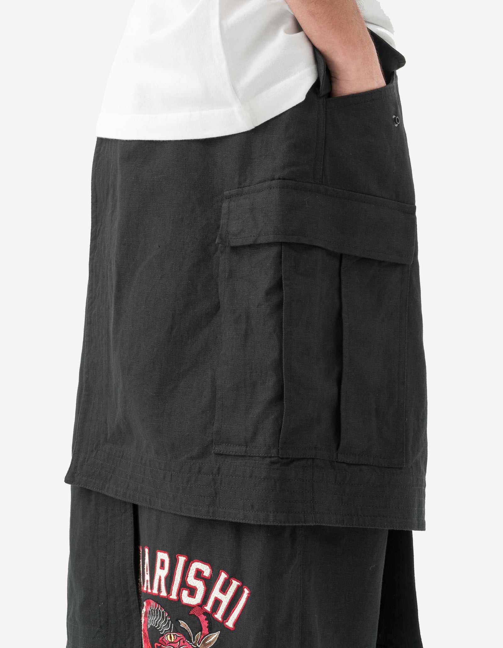 6008 Cobra Asym Cargo Hakama Pants Black