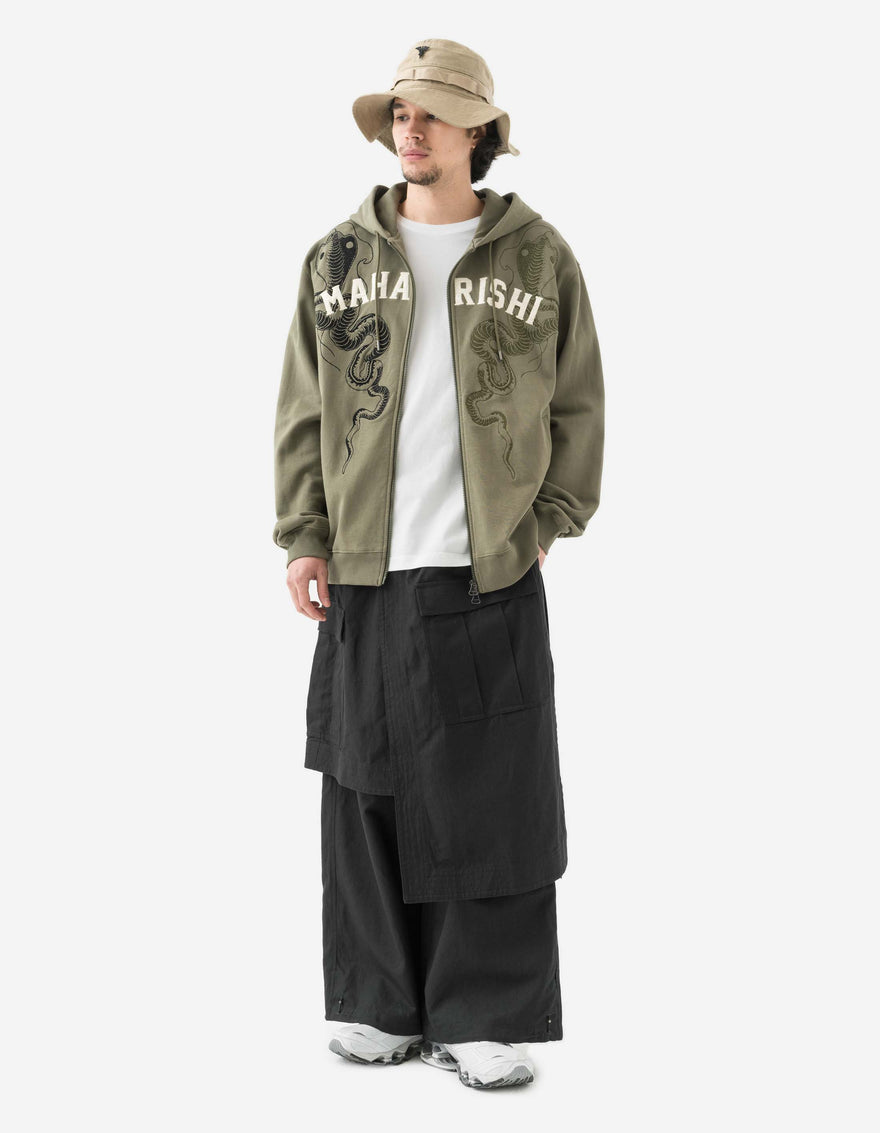 6008 Cobra Asym Cargo Hakama Pants Black