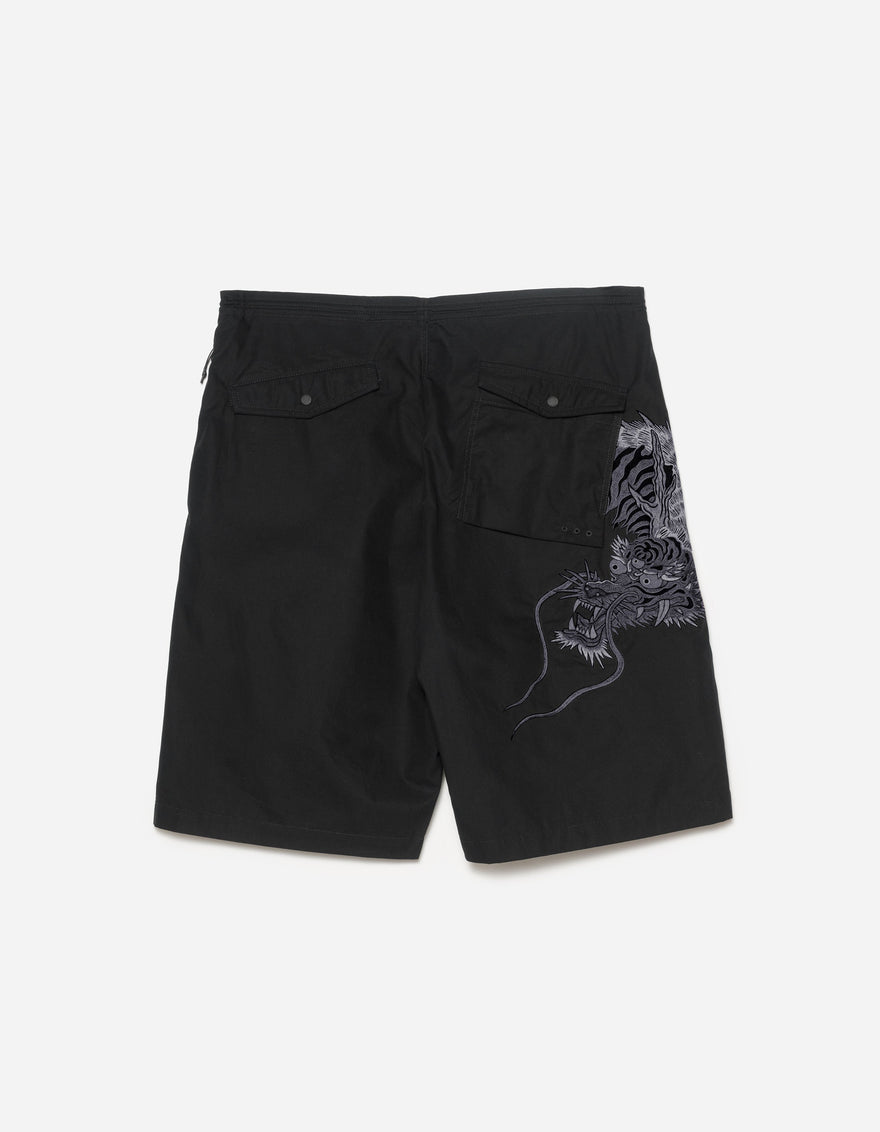 6094 Tiger Dragon Loose Snoshorts Black Tonal