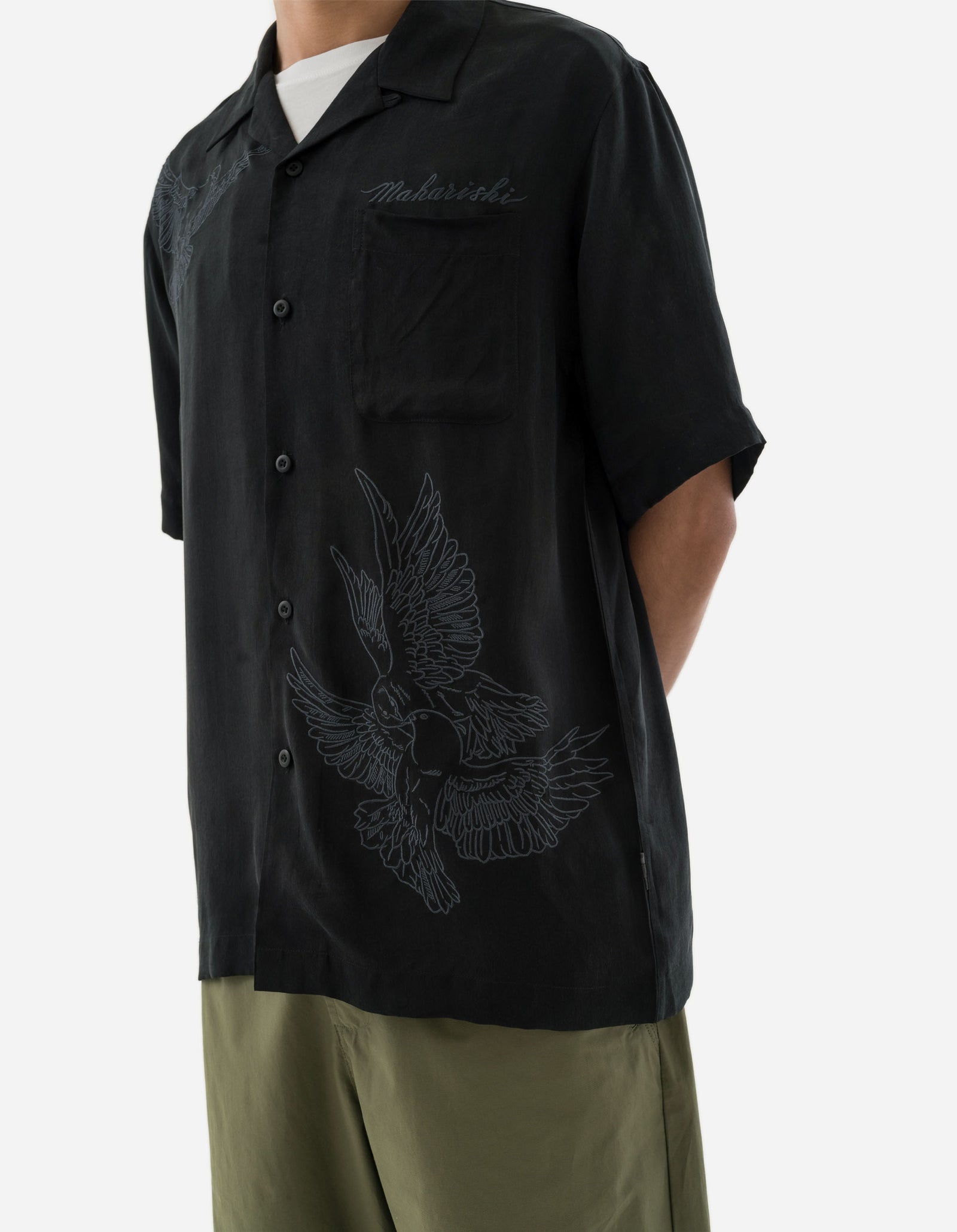 5326 Peace Dove Embroidered Shirt Black