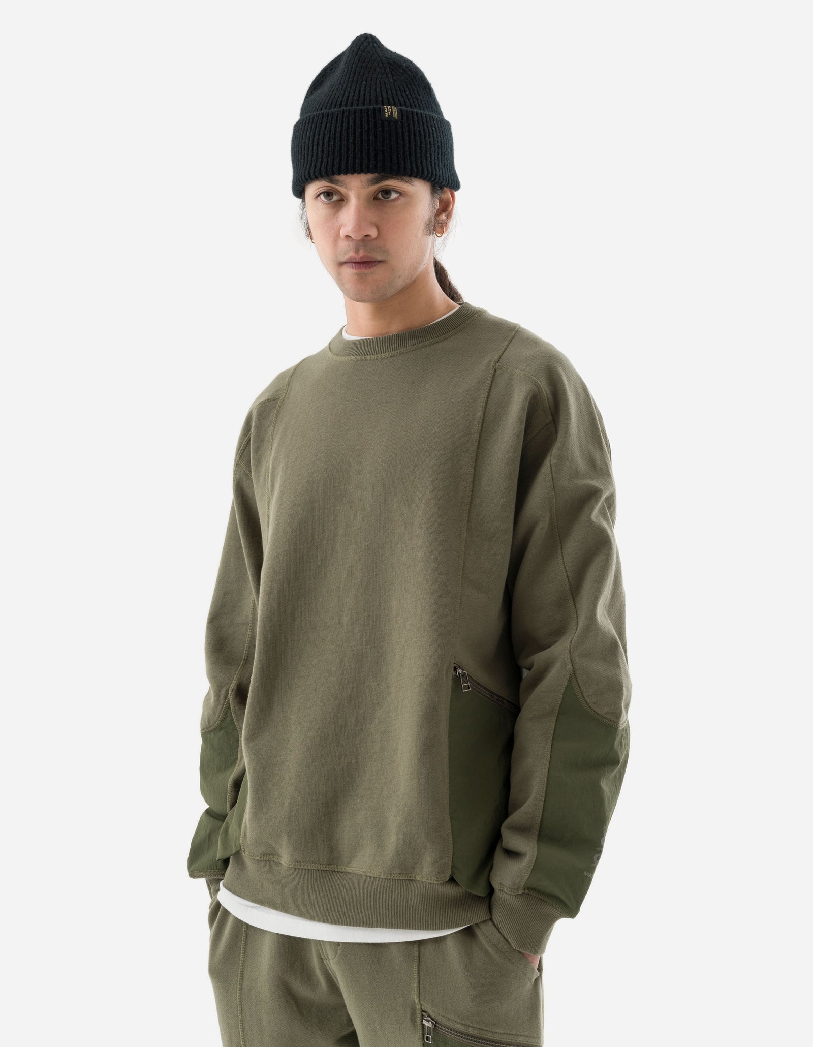 5285 Articulated Tech Cargo Crew Sweat Olive OG-107F