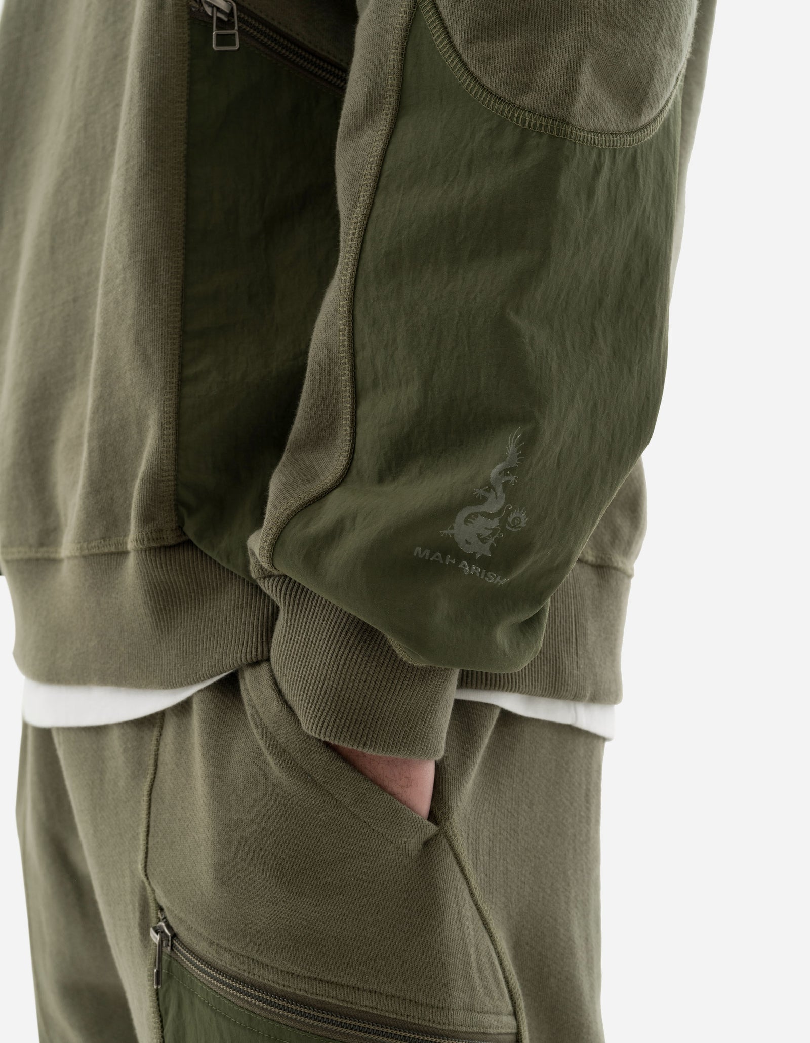 5285 Articulated Tech Cargo Crew Sweat Olive OG-107F