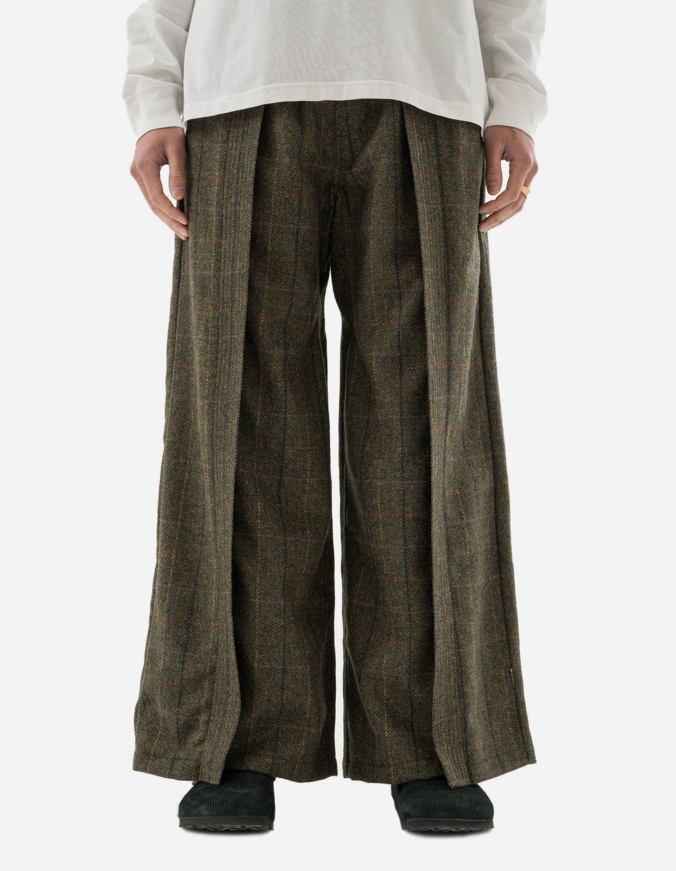 5334 Wool Hakama Track Pants Olive Maharishi