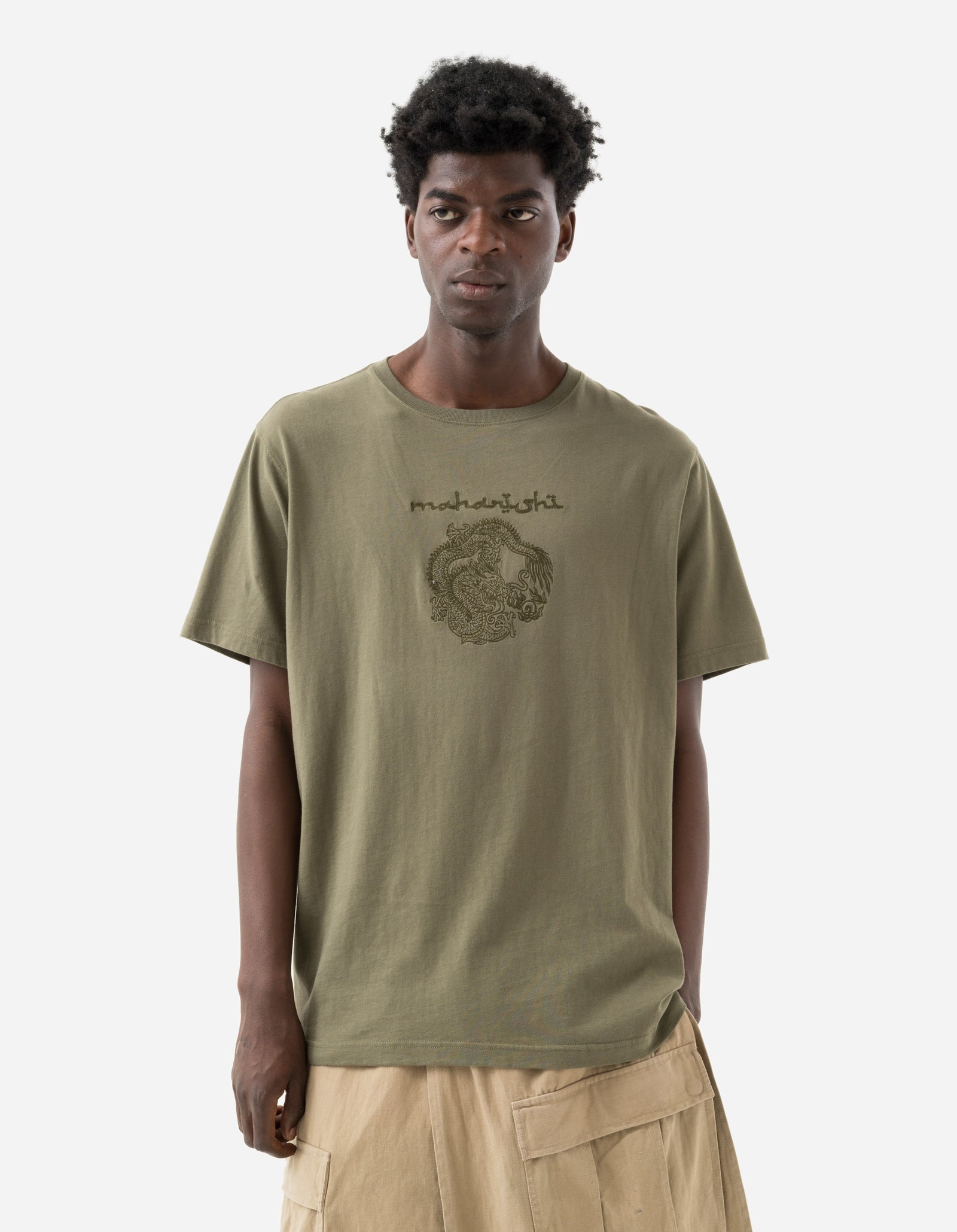 5242 Thar Dragon Embroidered T-Shirt Olive