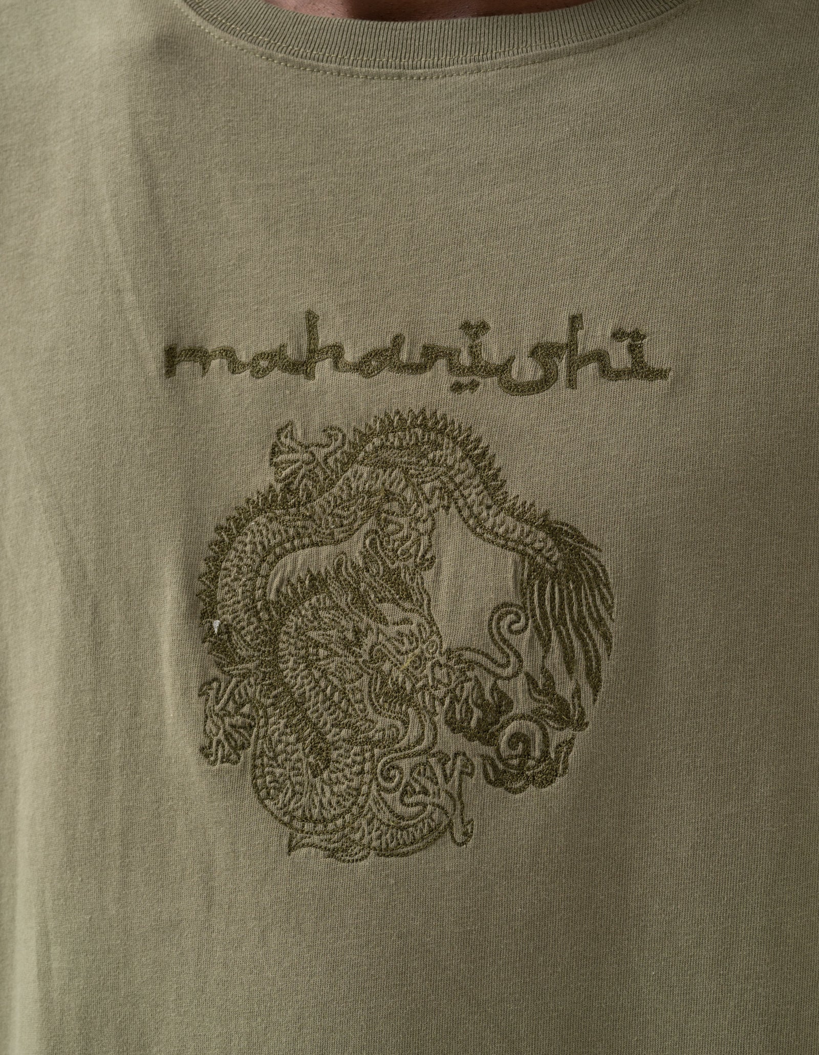 5242 Thar Dragon Embroidered T-Shirt Olive