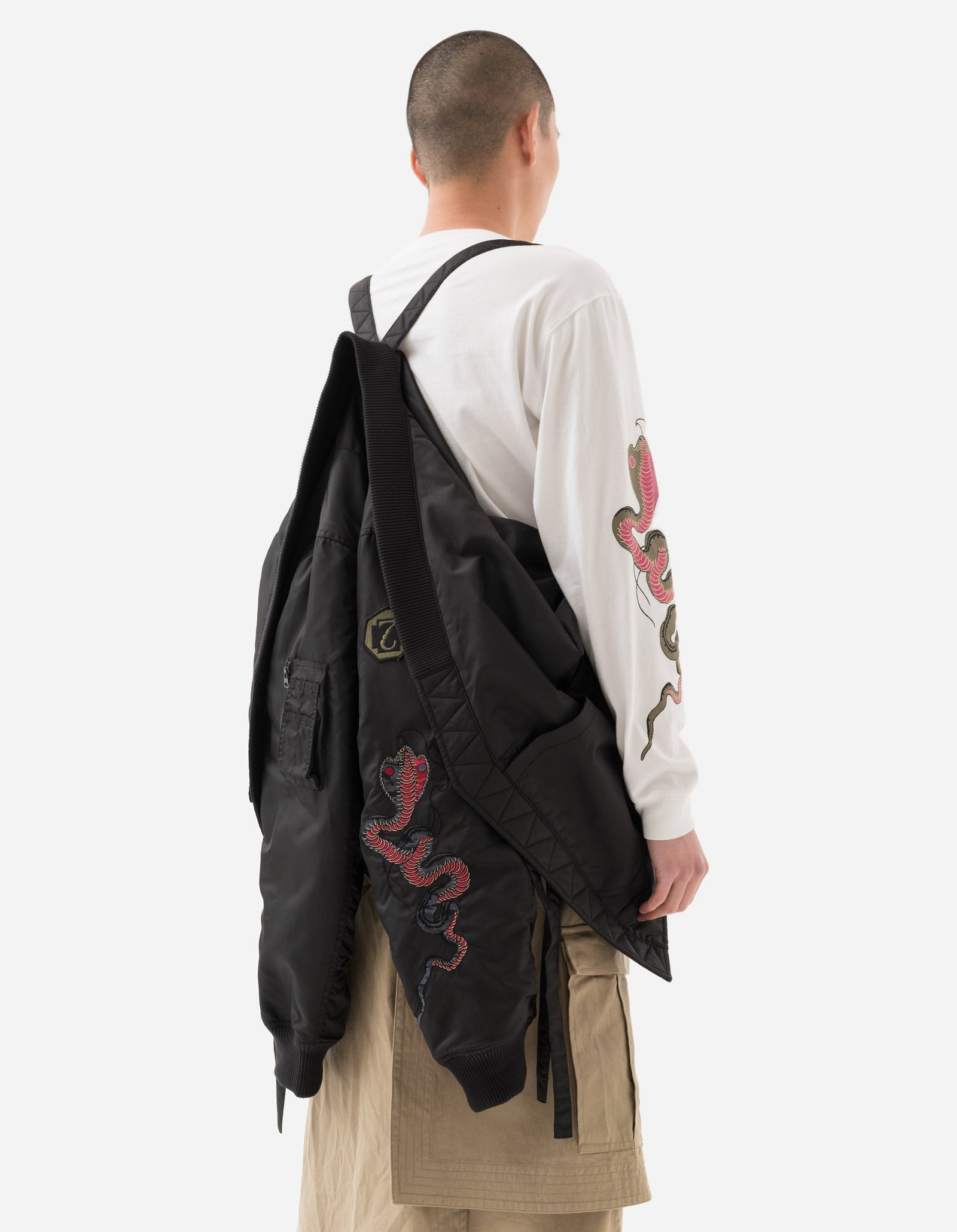 6006 Year of the Snake MA1 Kimono Black