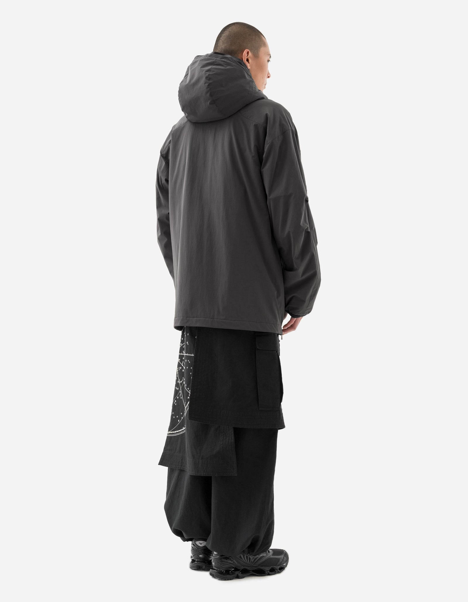 6023 Oversized Asym Padded Hoody Charcoal