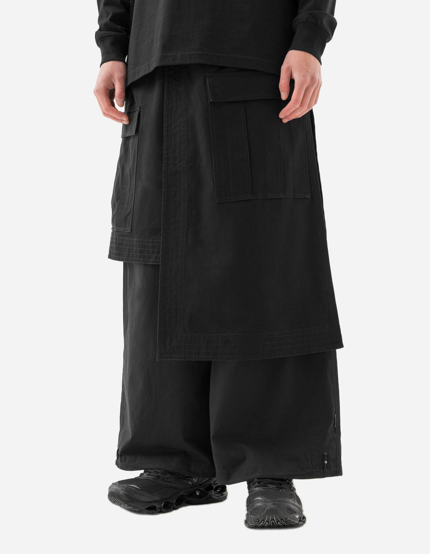 6027 Asym Hakama Cargo Track Pants Black