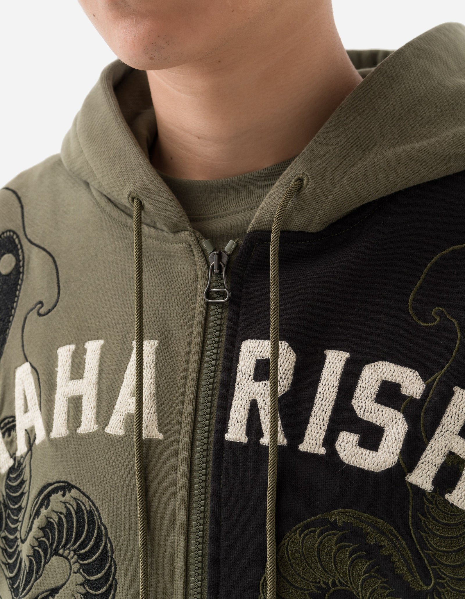 6032 Cobra Zipped Hooded Sweat Black/Olive OG-107F