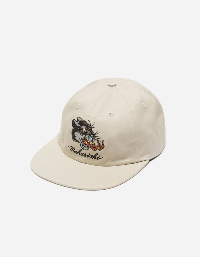 1386 Tibetan Panther 6 Panel Cap Ecru