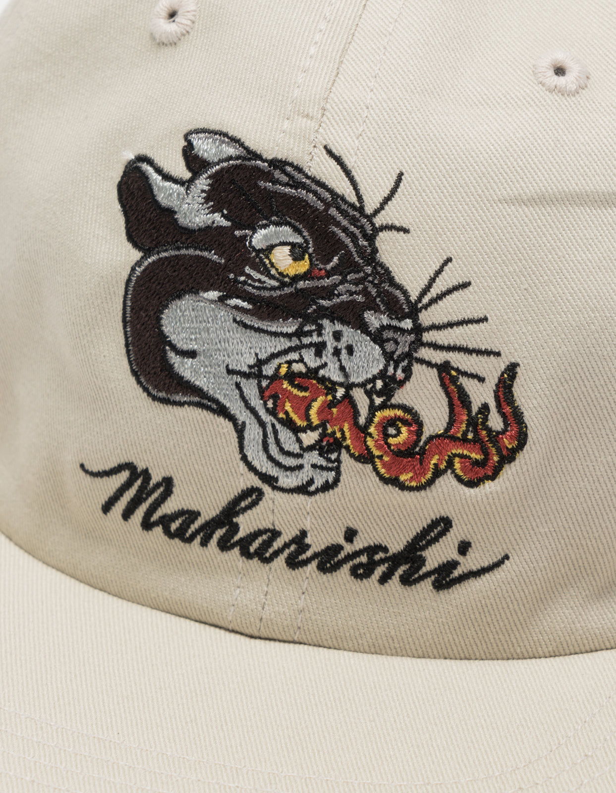 1386 Tibetan Panther 6 Panel Cap Ecru