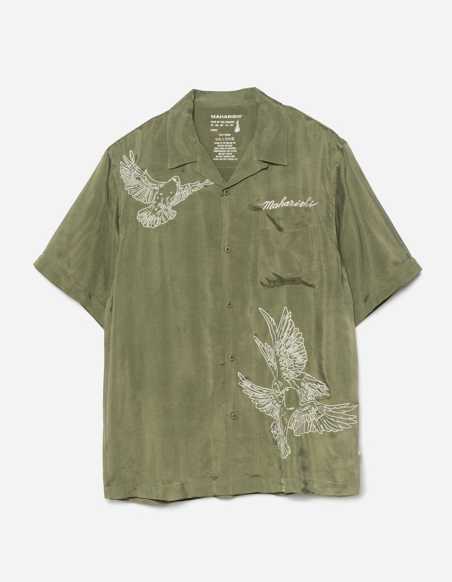 5326 Peace Dove Embroidered Shirt Olive OG-107F