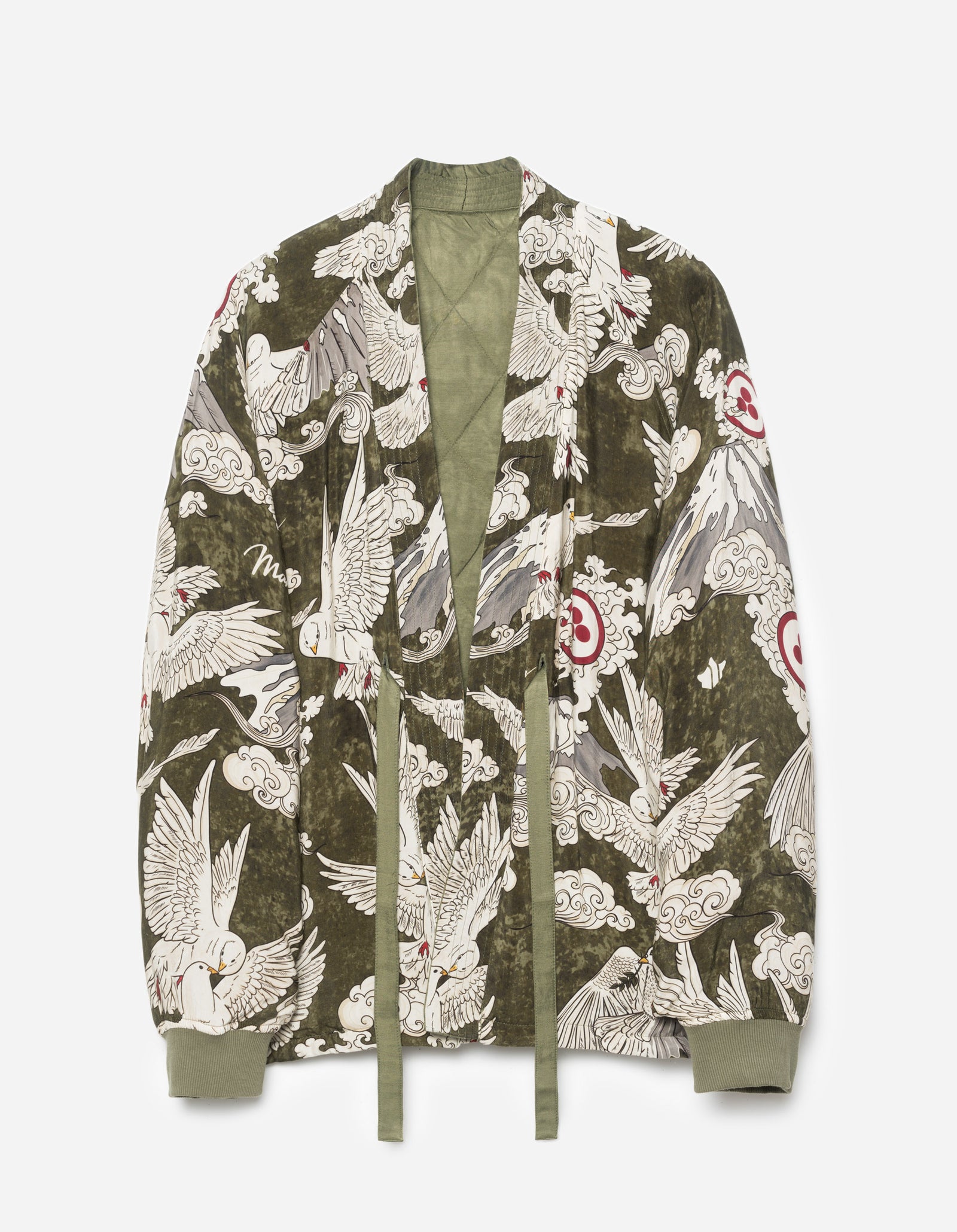 5324 Peace Dove Reversible Kimono Olive