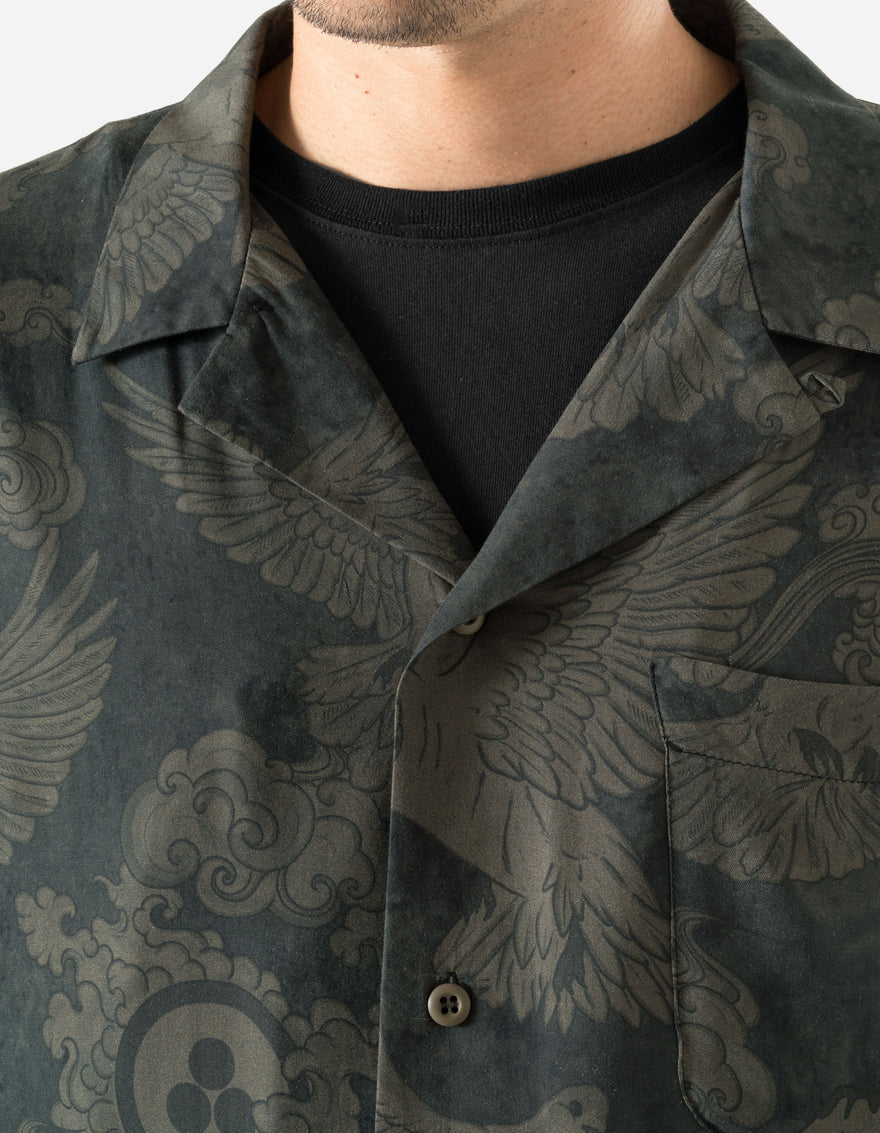 1394 Peace Dove Camp Collar Shirt Black