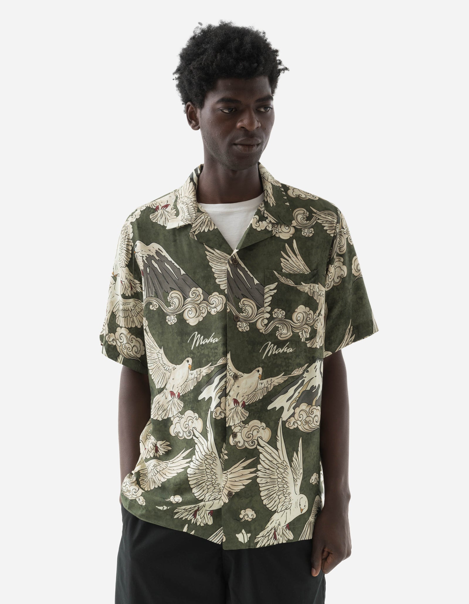 1394 Peace Dove Camp Collar Shirt Olive