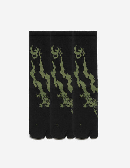 1403 Bonsai Dragon Tabi Sports Socks · 3 Pack Black/Black/Black