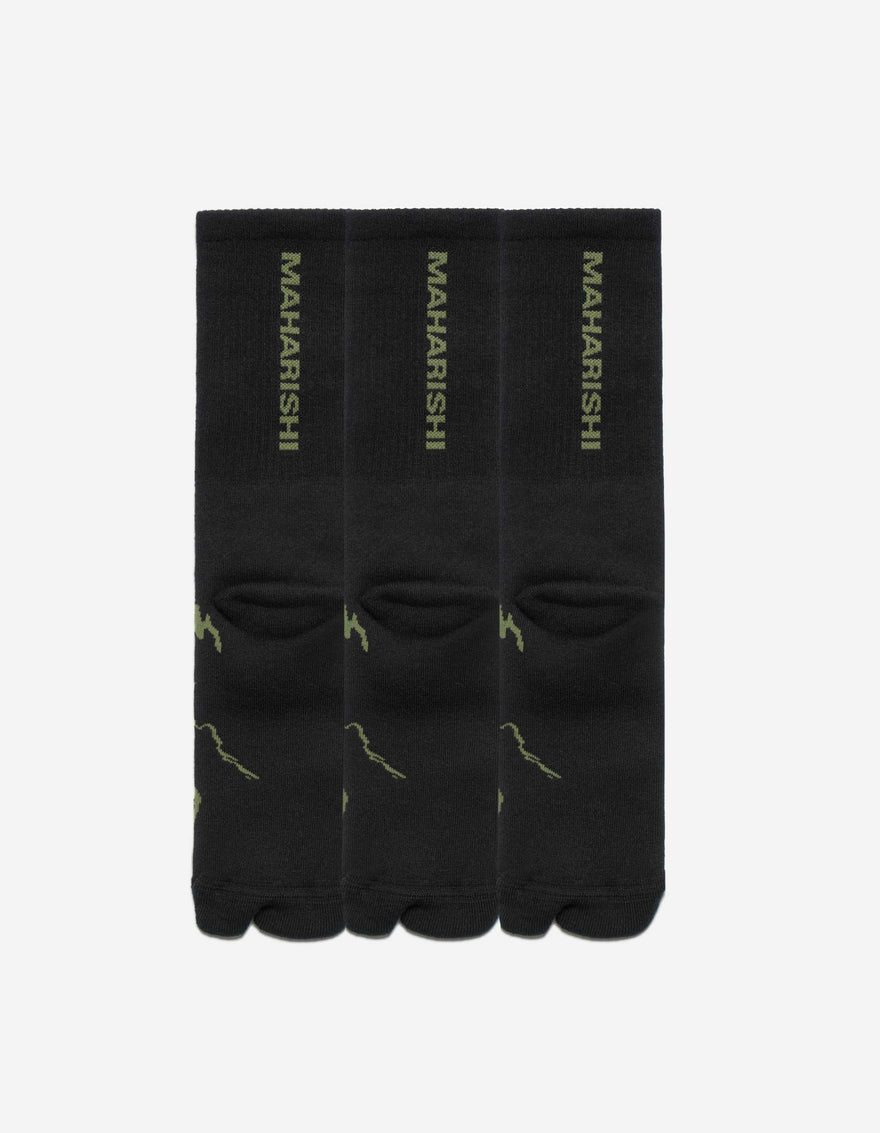 1403 Bonsai Dragon Tabi Sports Socks · 3 Pack Black/Black/Black