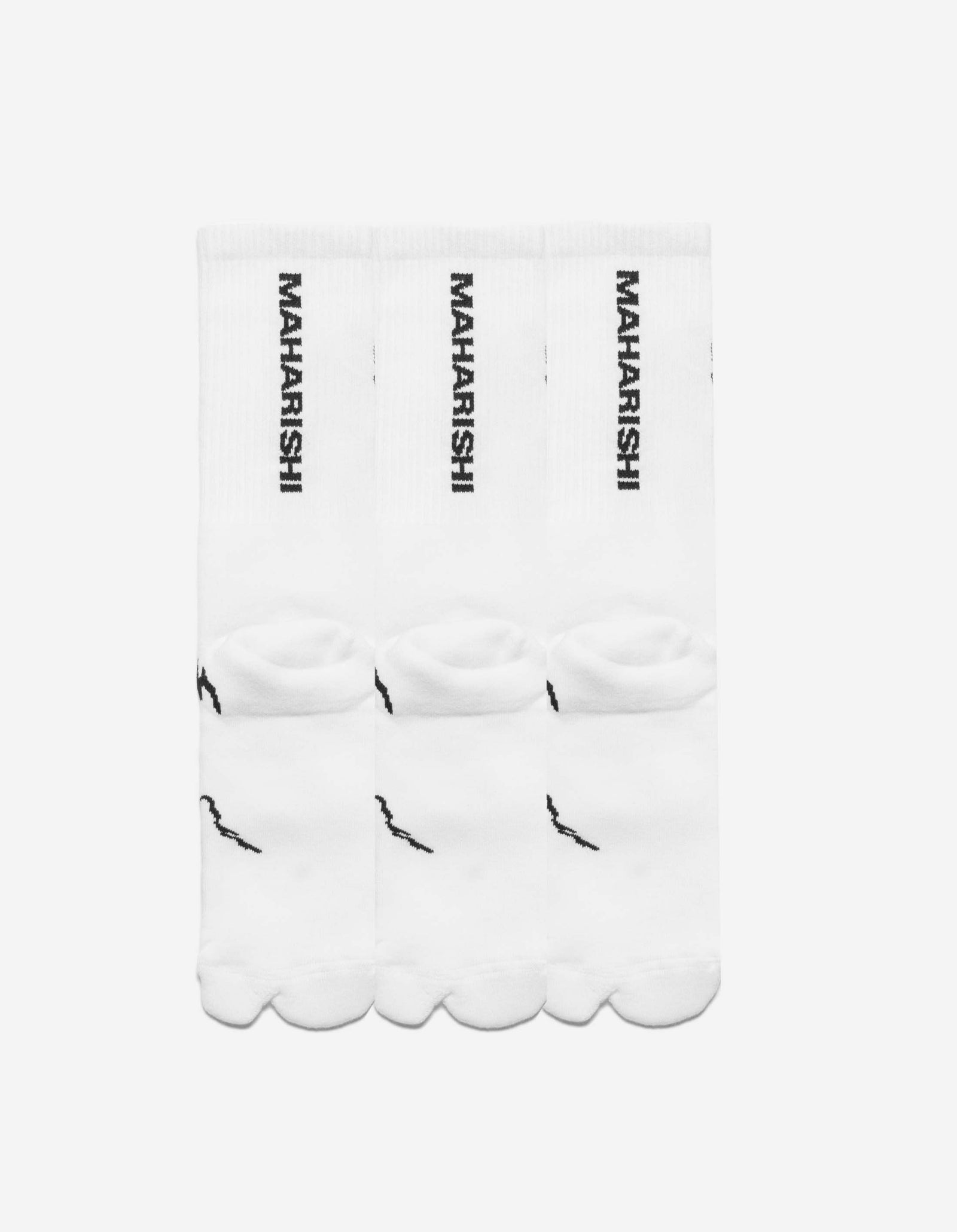 1403 Bonsai Dragon Tabi Sports Socks · 3 Pack White/White/White