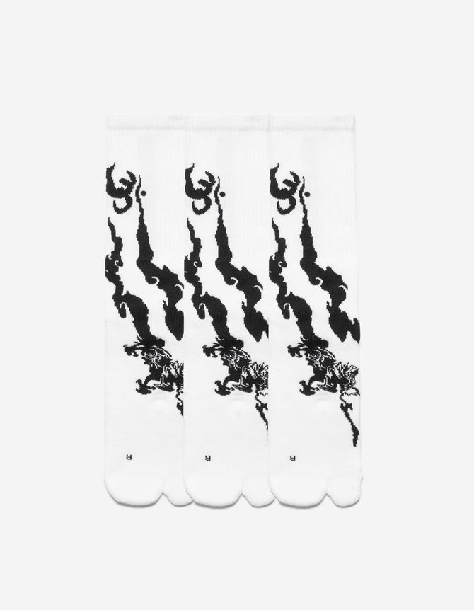 1403 Bonsai Dragon Tabi Sports Socks · 3 Pack White/White/White