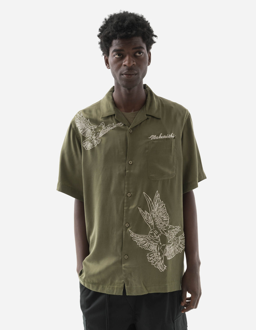 5326 Peace Dove Embroidered Shirt Olive OG-107F