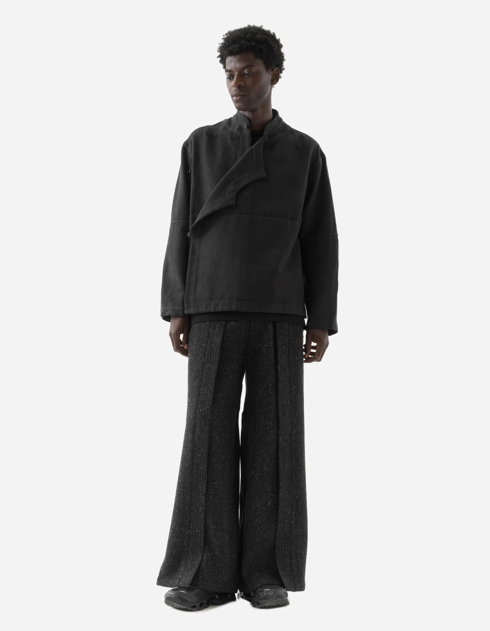 5334 Wool Hakama Track Pants Black