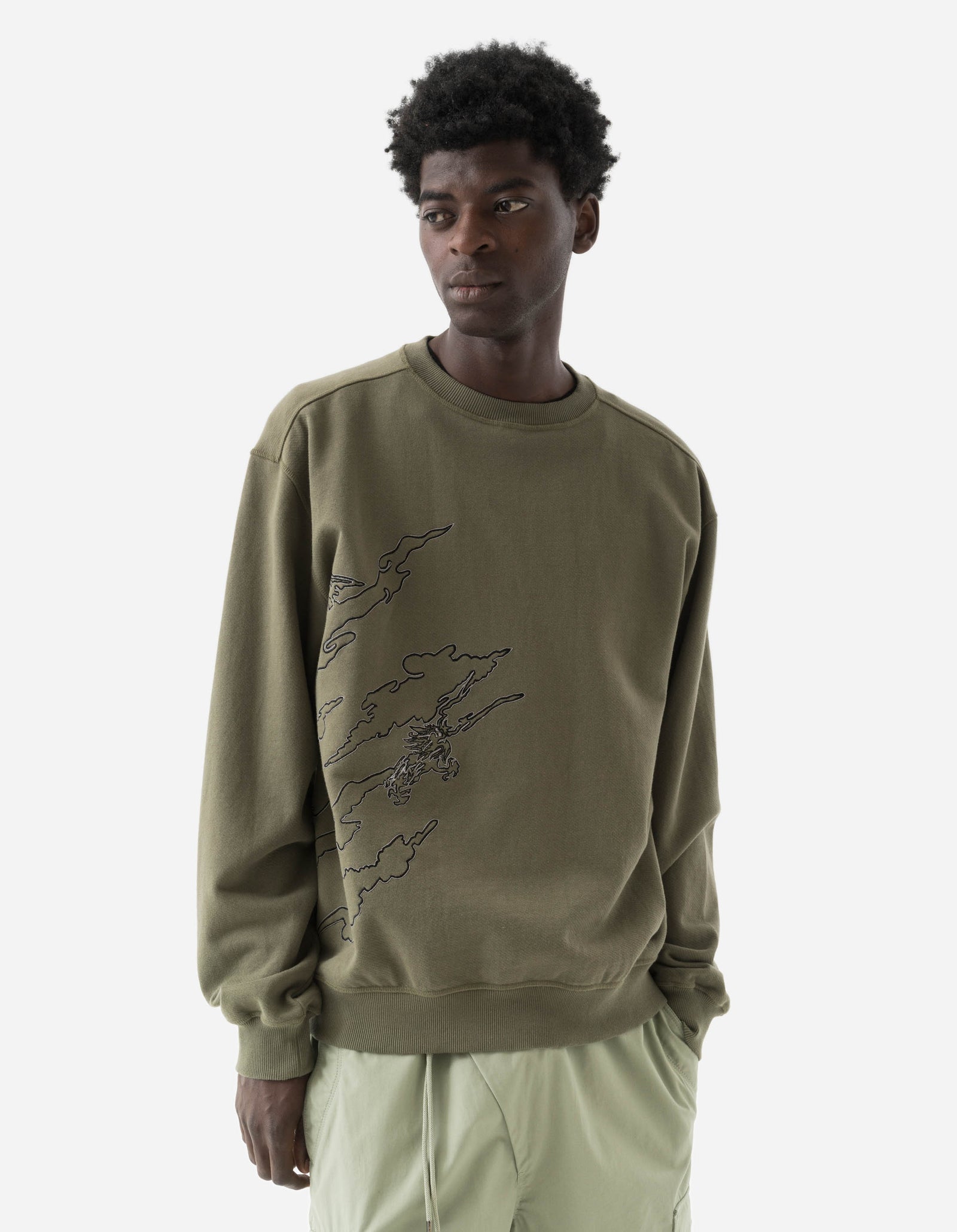 5338 DPM: Bonsai Sparse Crew Sweat Olive OG-107F