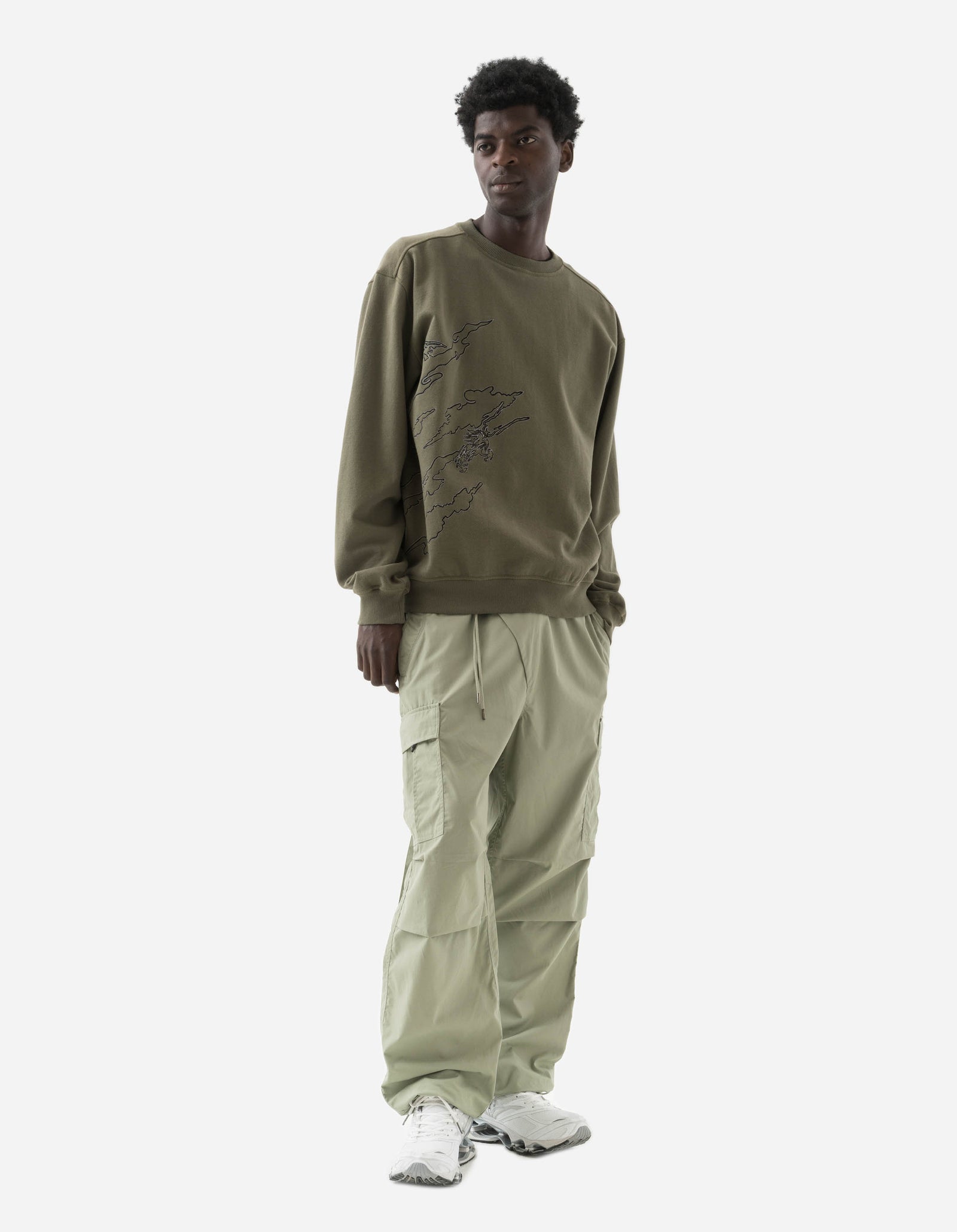 5338 DPM: Bonsai Sparse Crew Sweat Olive OG-107F