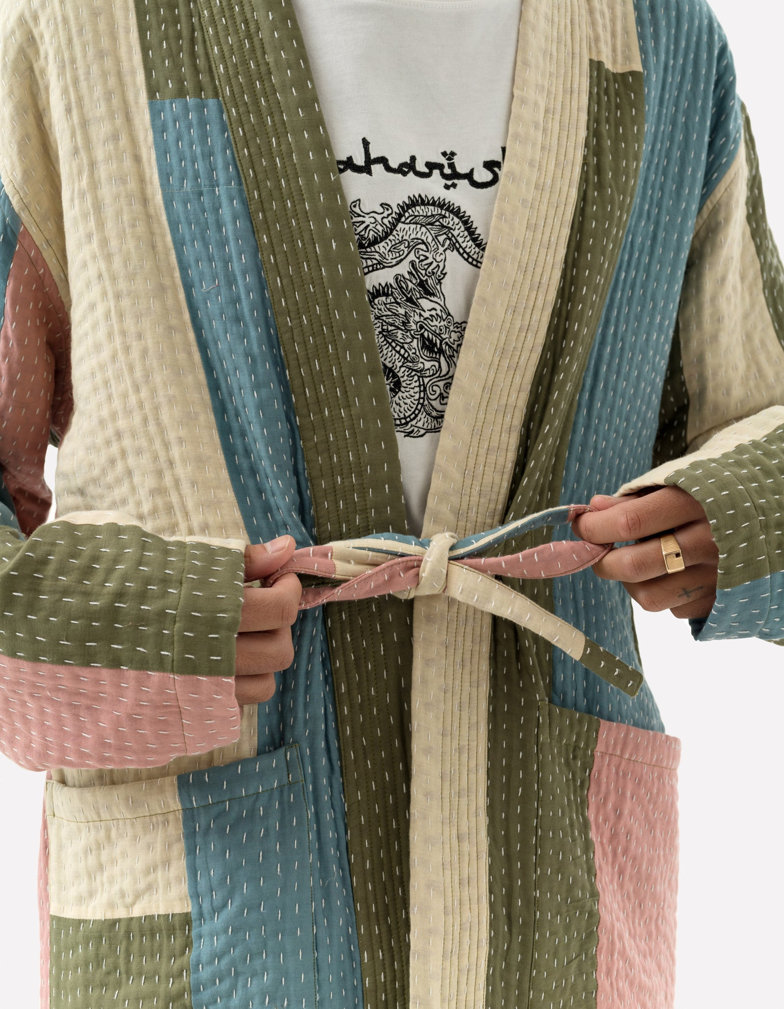 1285 Patchwork Kimono Overshirt Multi
