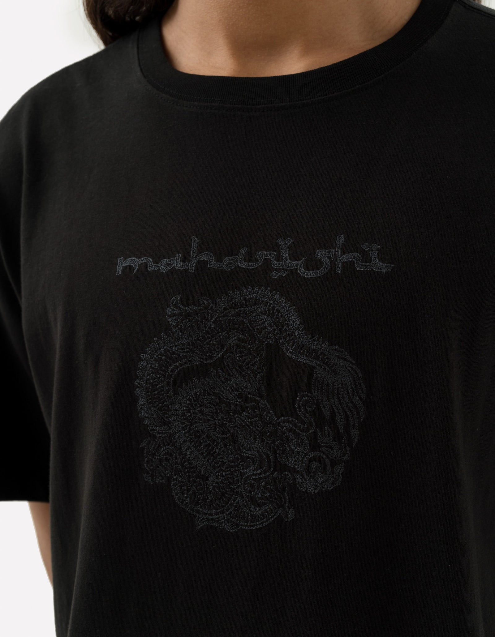 5242 Thar Dragon Embroidered T-Shirt Black