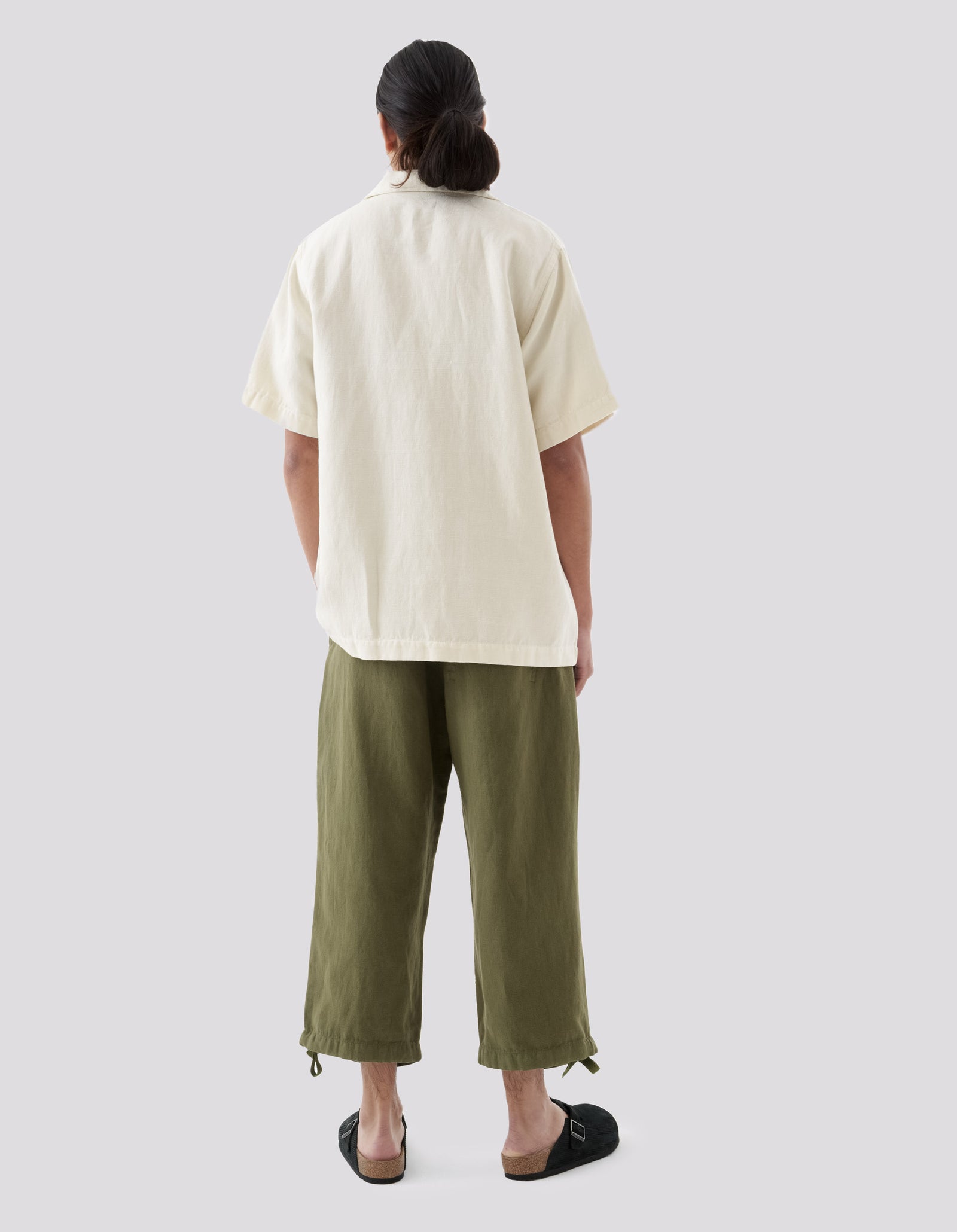 5008 Hemp Asym Cropped Track Pants Olive OG-107F