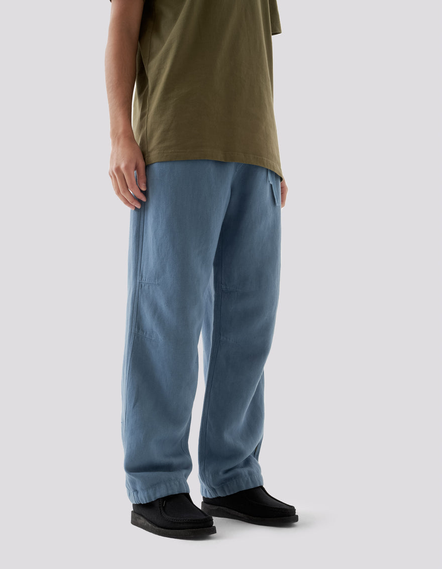 5006 Hemp Asym Loose Track Pants Subdued Blue