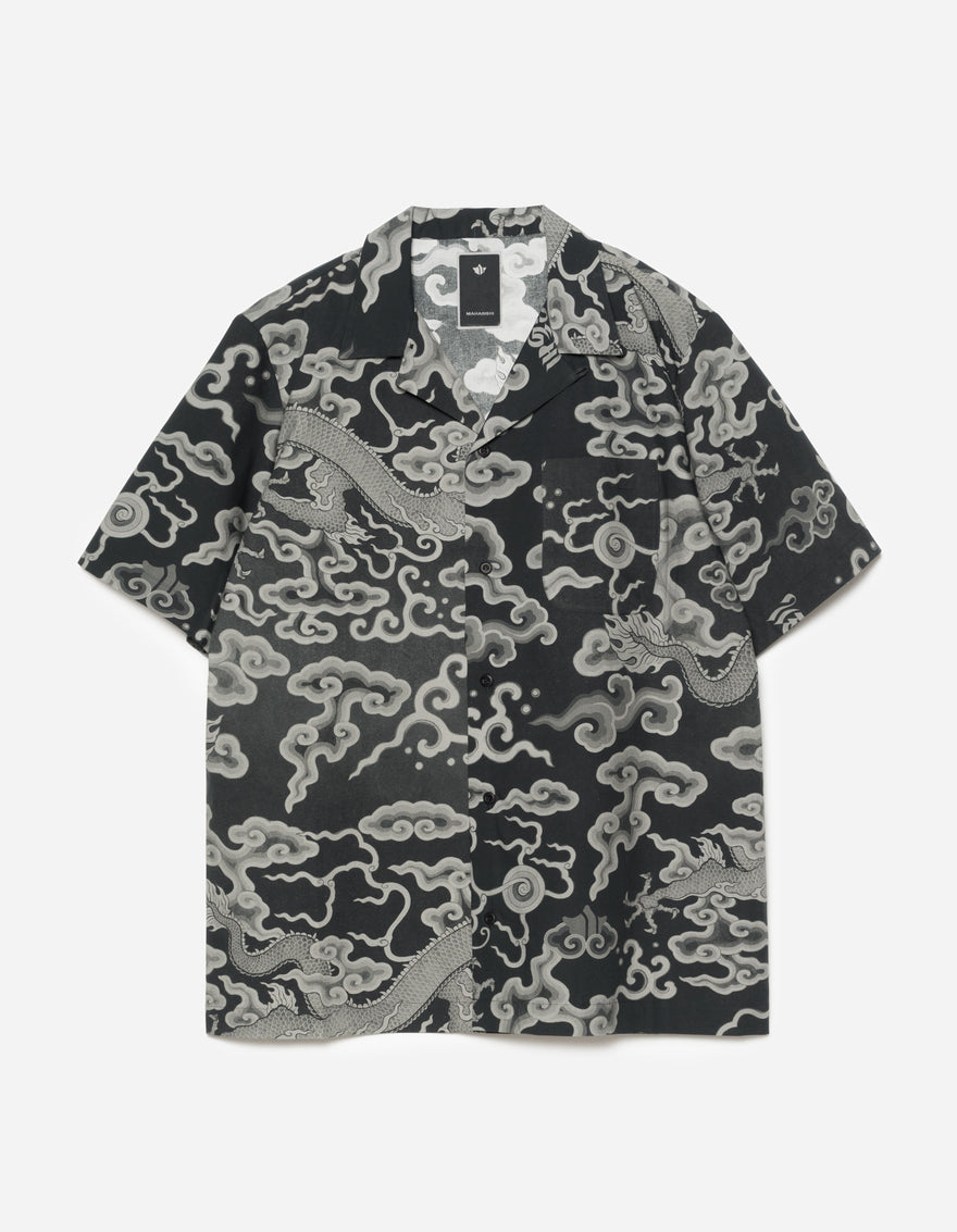 1282 Cloud Dragon Camp Collar Shirt Black