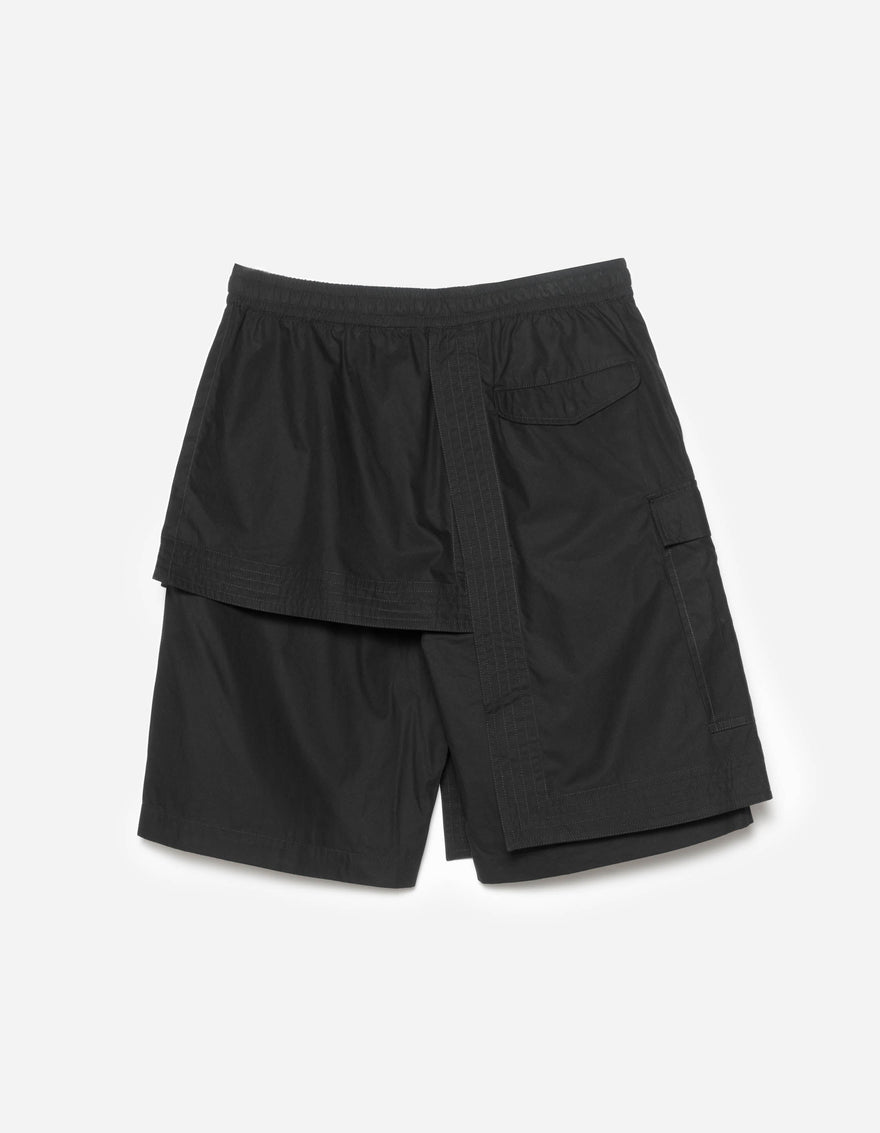 6056 Asym Hakama Shorts Black