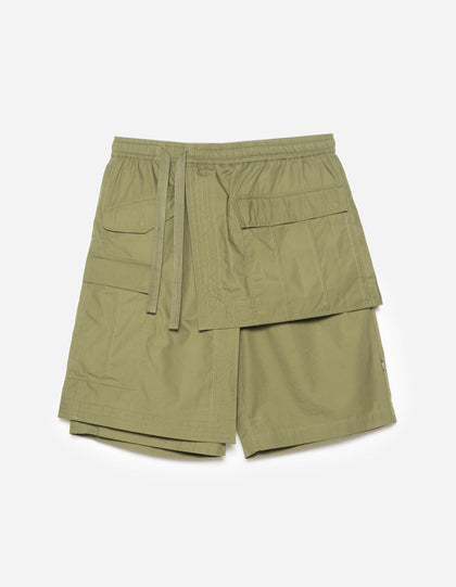 6056 Asym Hakama Shorts Olive OG-107F