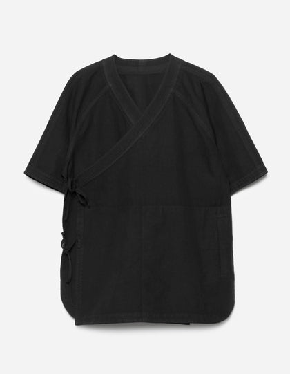 6079 Asym Monk Hemp Shirt Black