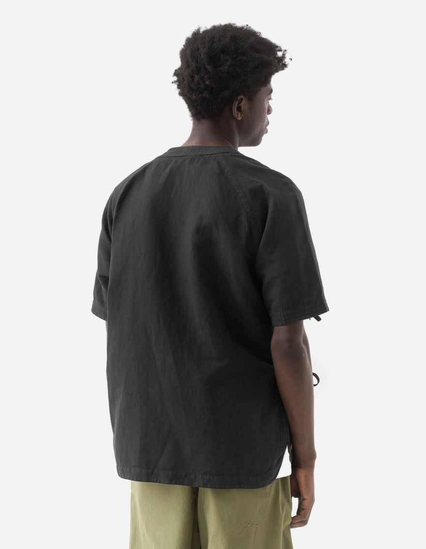 6079 Asym Monk Hemp Shirt Black