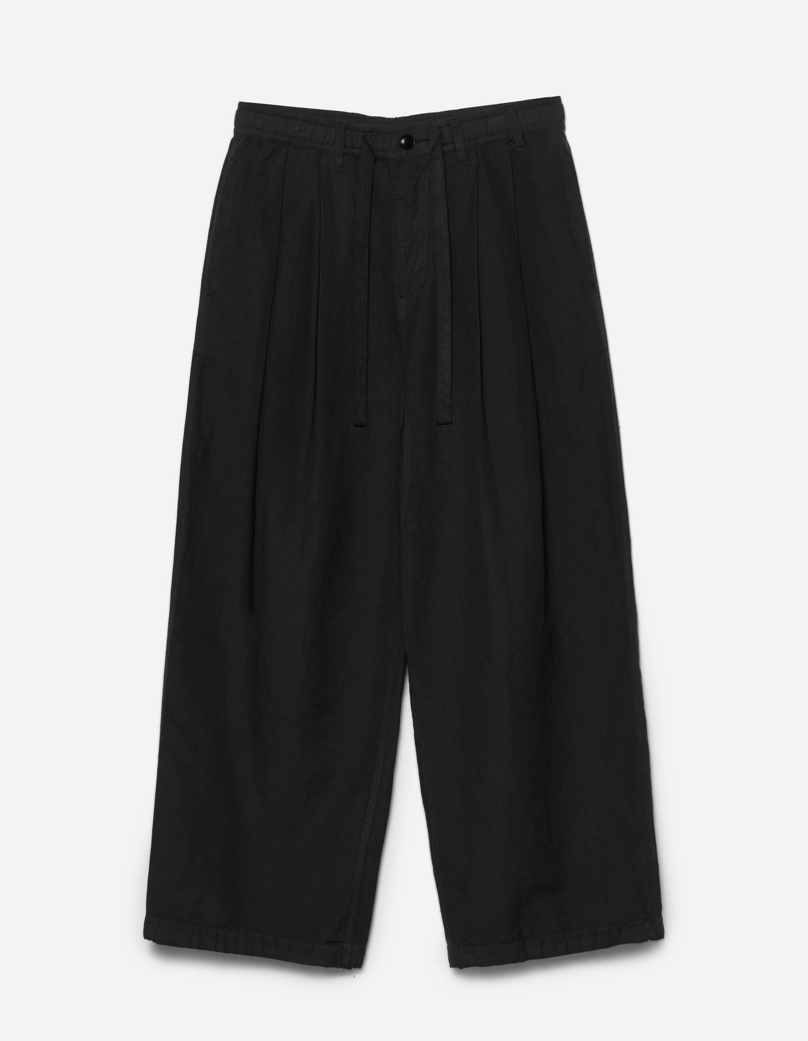 6081 Hemp Pleated Track Pants Black