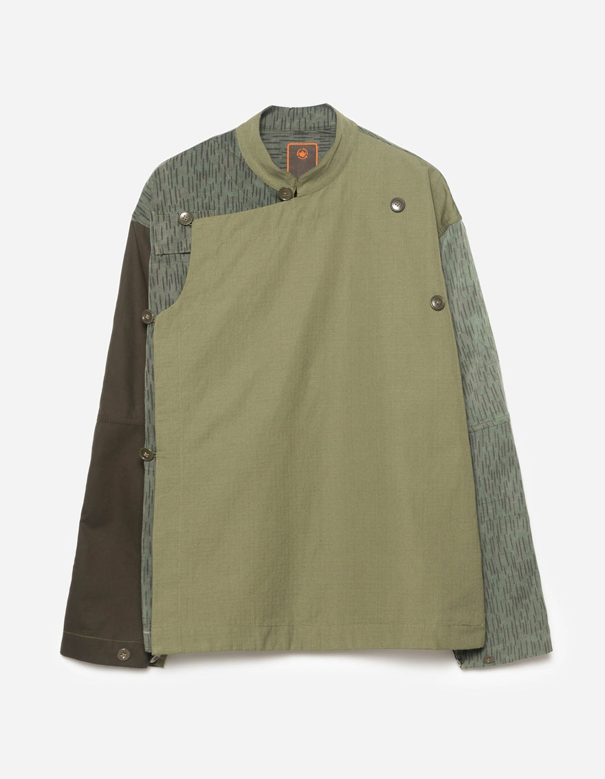 6084 Upcycled Monk Shirt Olive