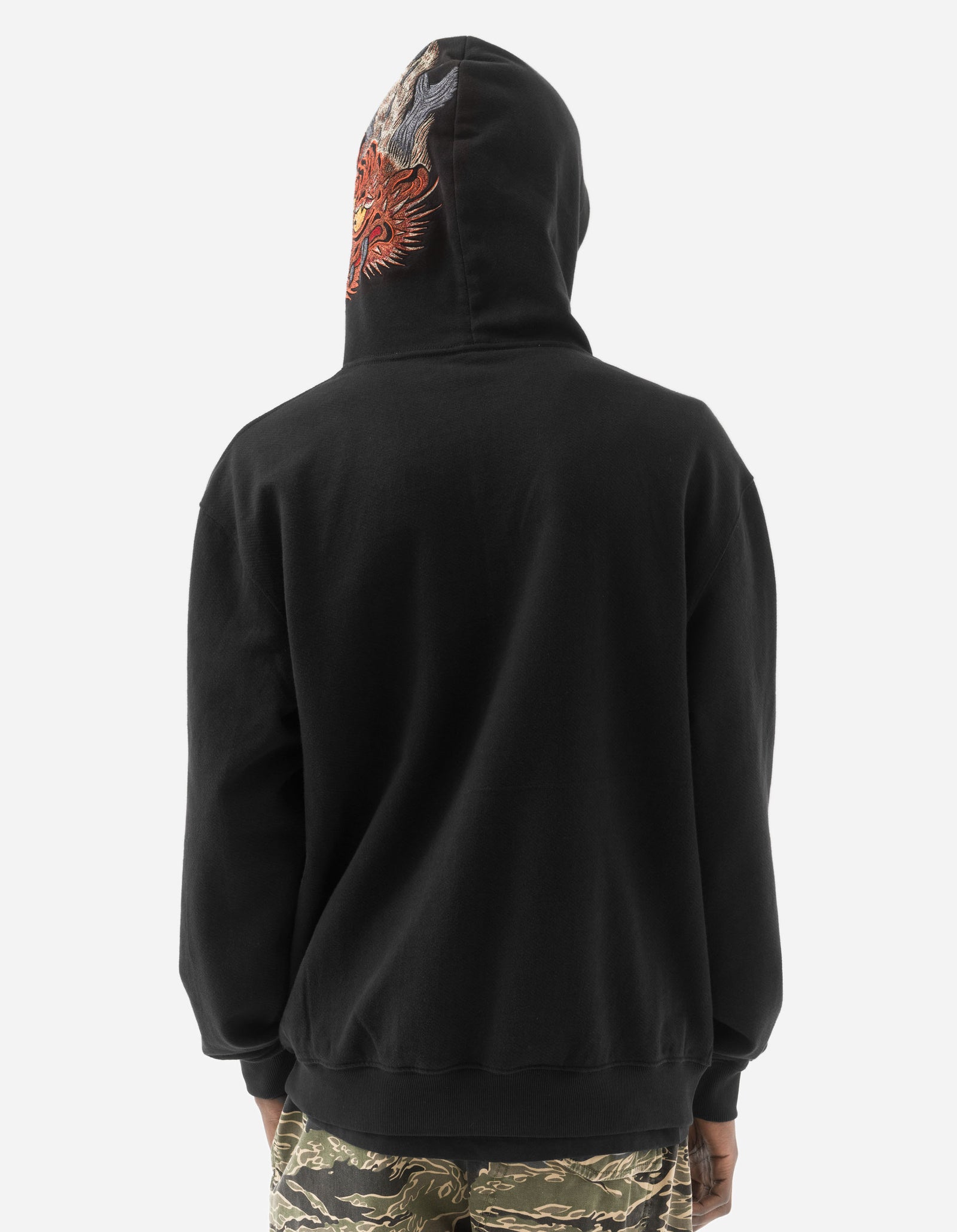 6096 Tiger Dragon Hooded Sweat Black